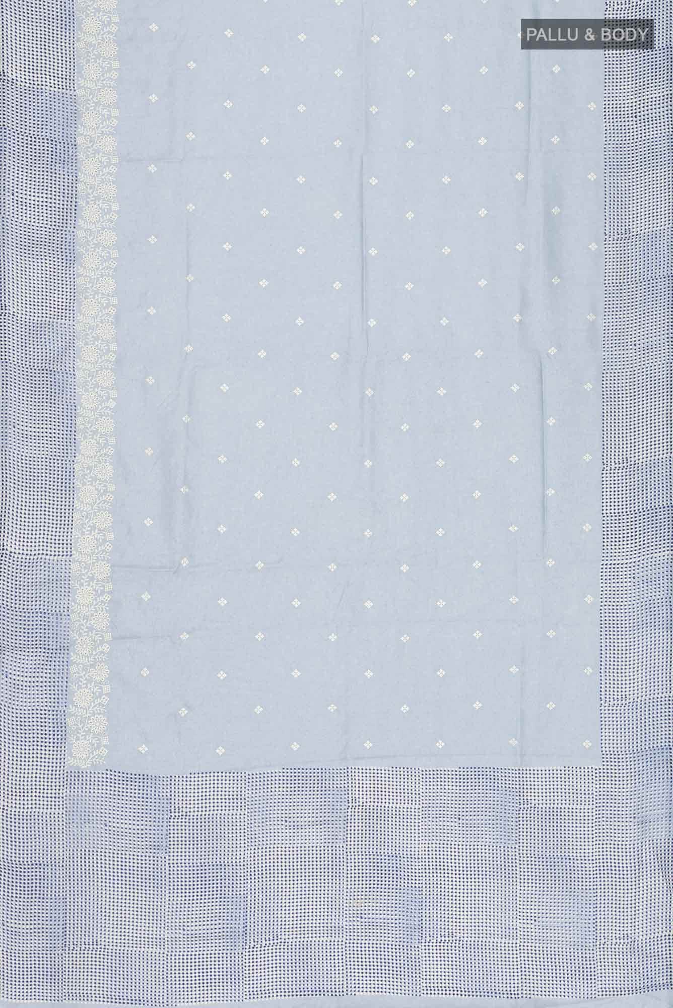 Blue Grey Blended Tussar Silk Saree