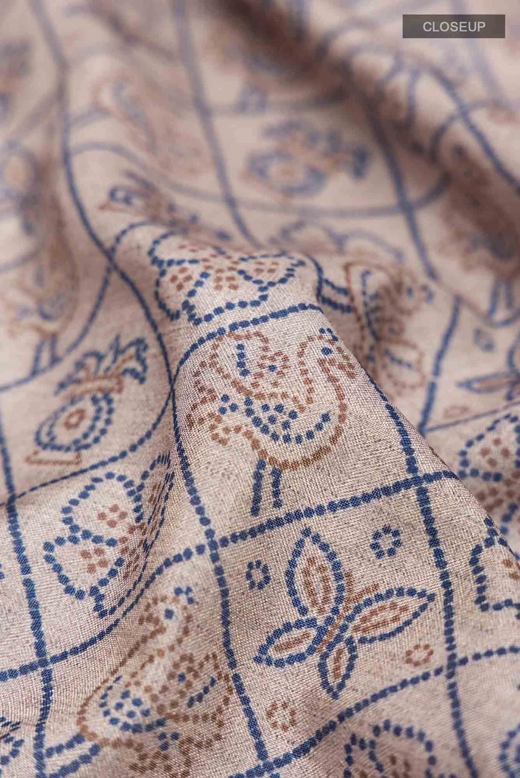 Beige Blended Tussar Silk Saree