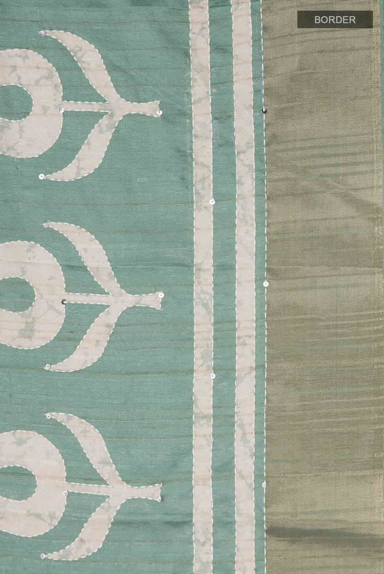 Green Blended Tussar Silk Saree