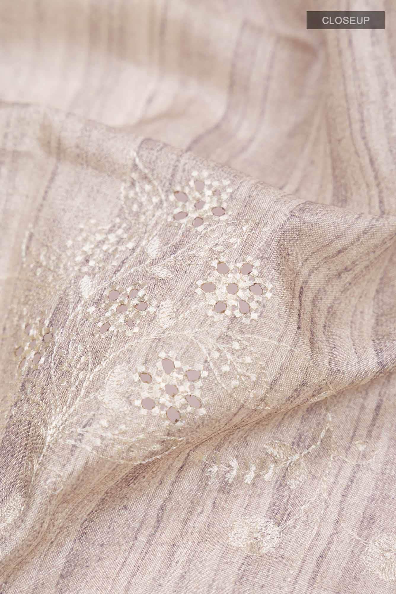 Beige Blended Tussar Silk Saree