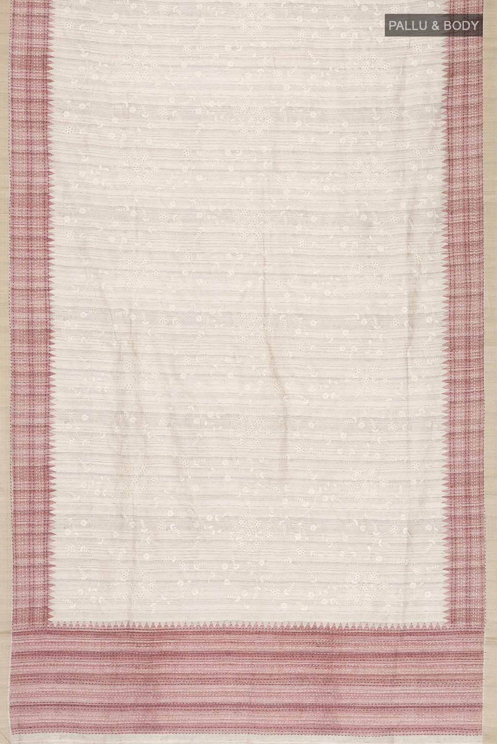 Beige Blended Tussar Silk Saree