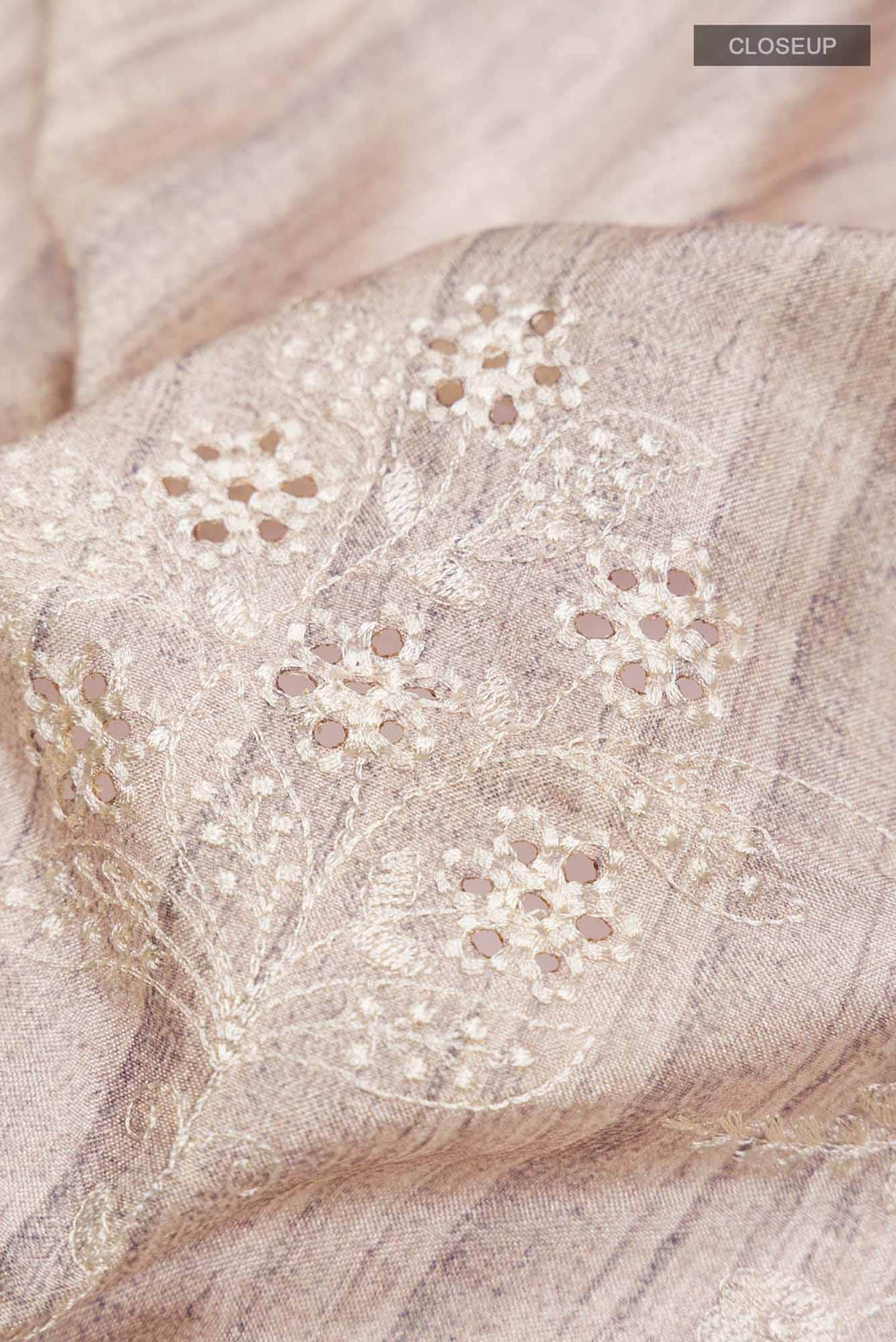 Beige Blended Tussar Silk Saree
