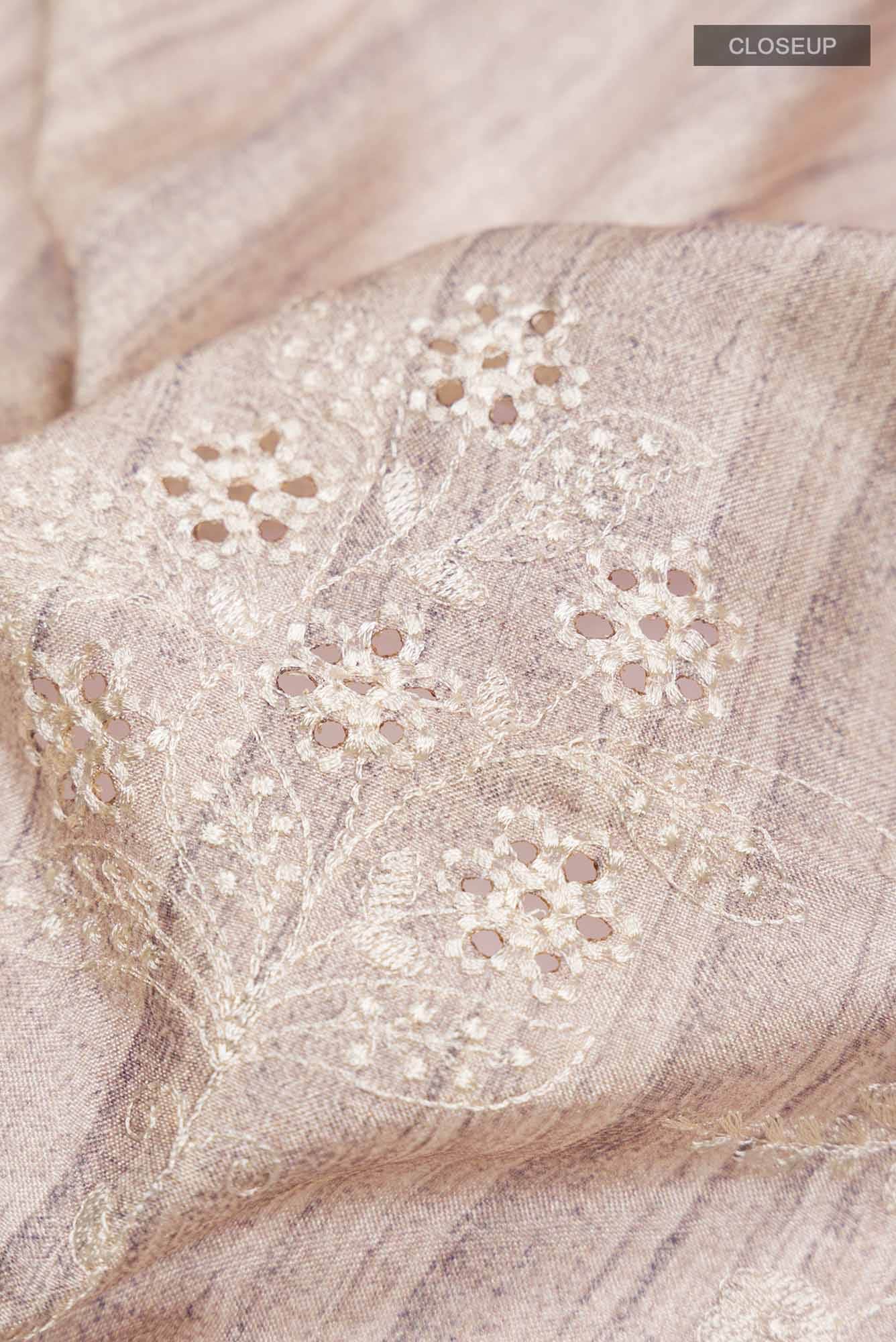 Beige Blended Tussar Silk Saree