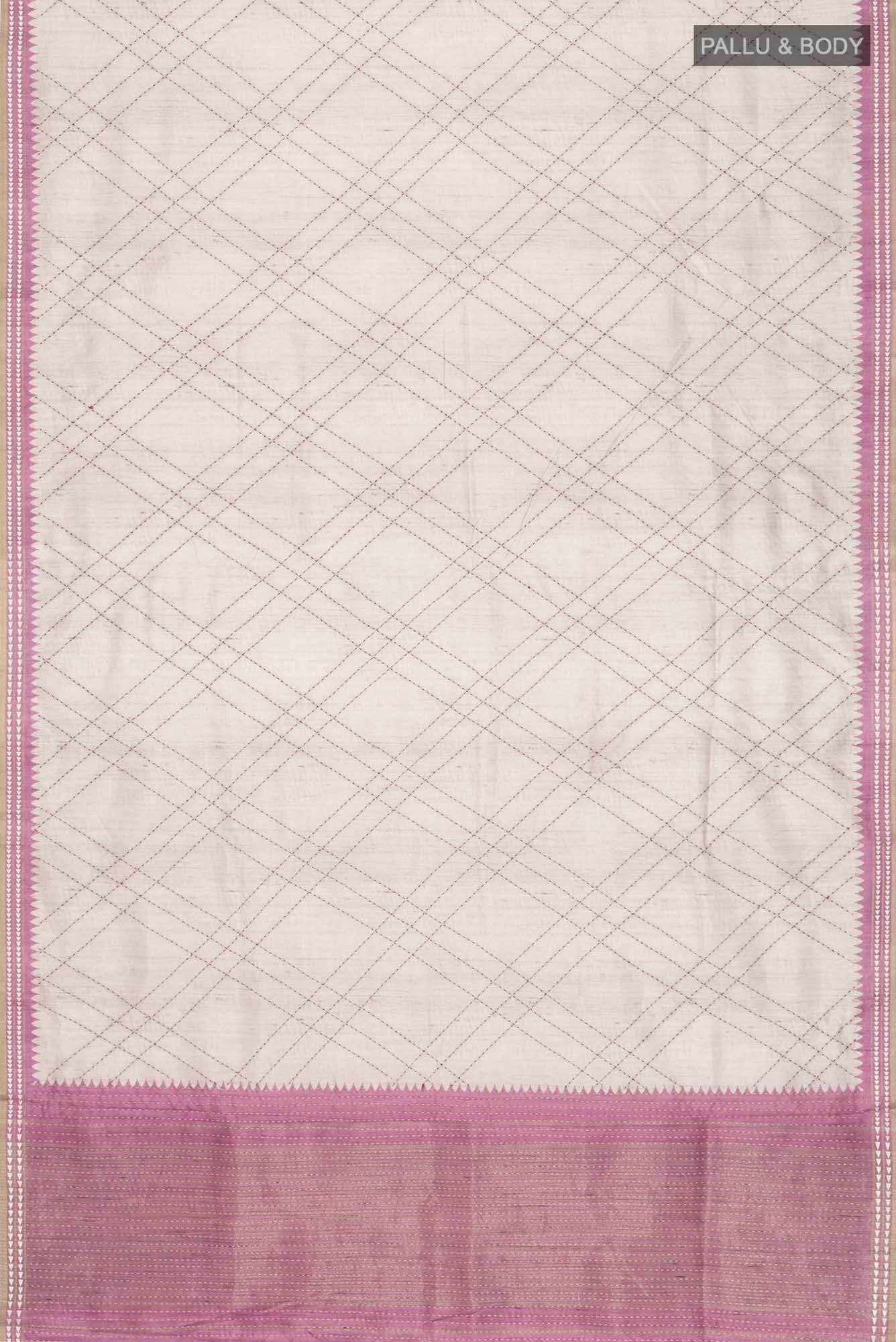 Beige Blended Tussar Silk Saree