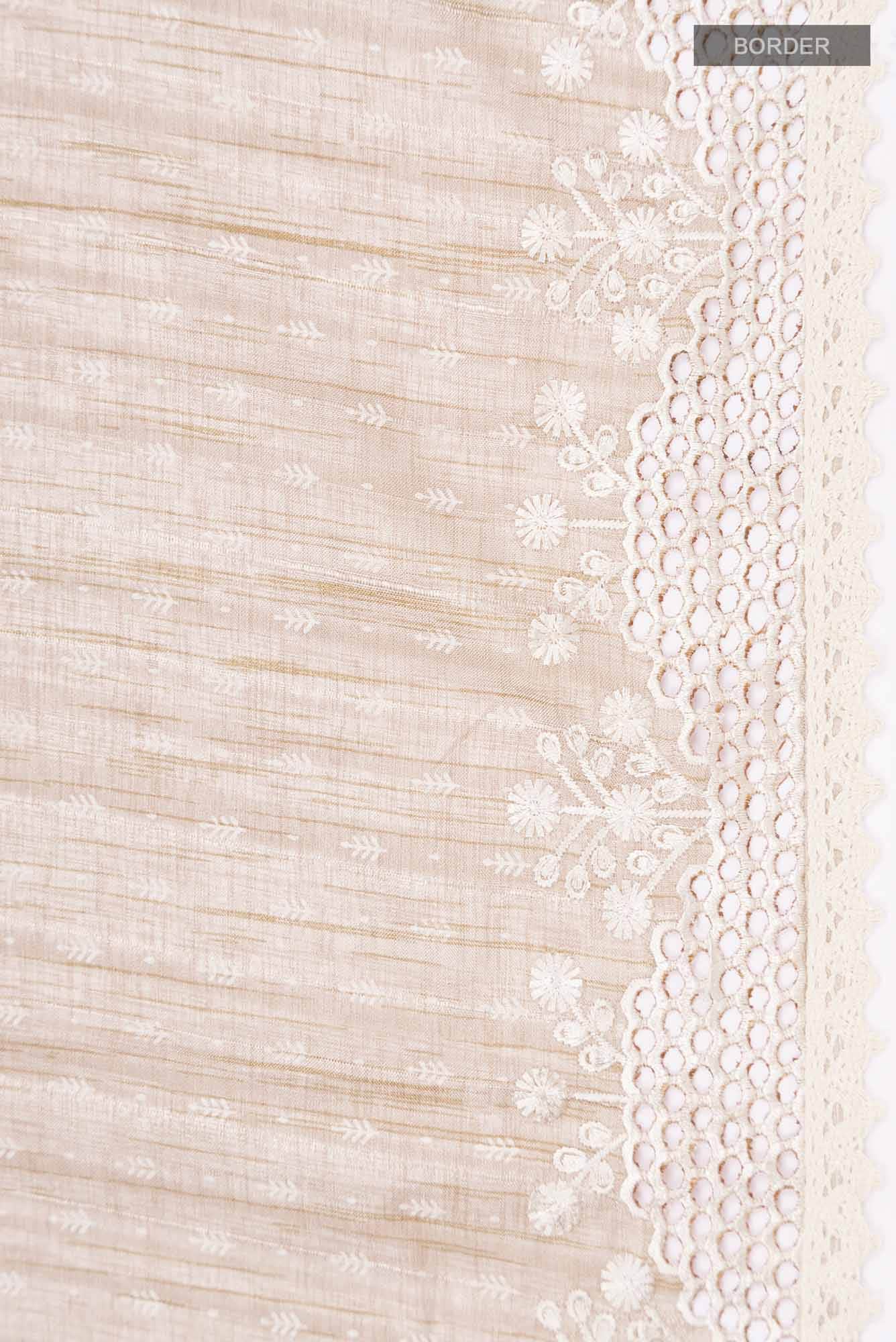 Beige Blended Tussar Silk Saree
