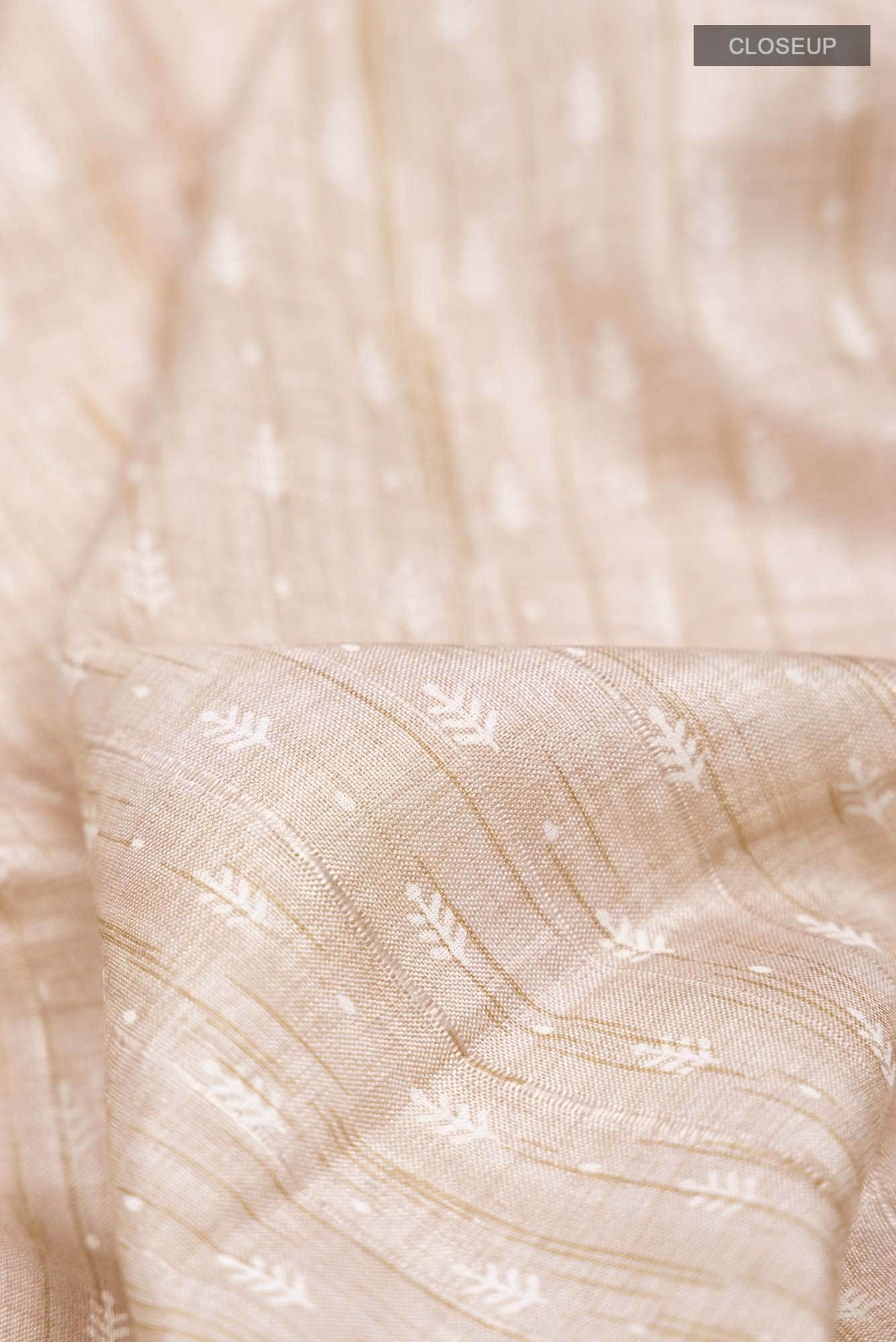 Beige Blended Tussar Silk Saree