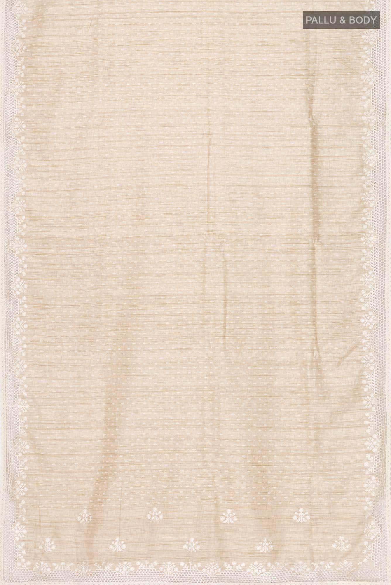 Beige Blended Tussar Silk Saree