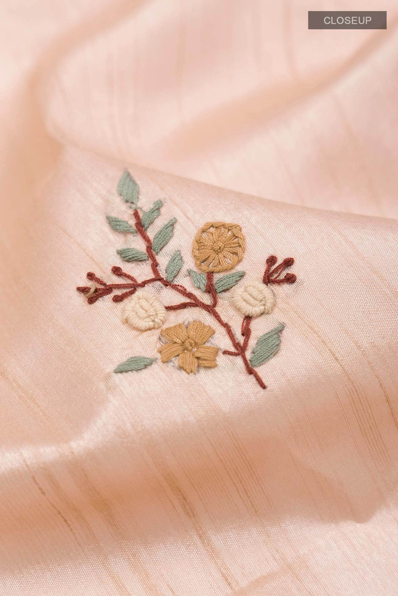 Beige Blended Tussar Silk Saree