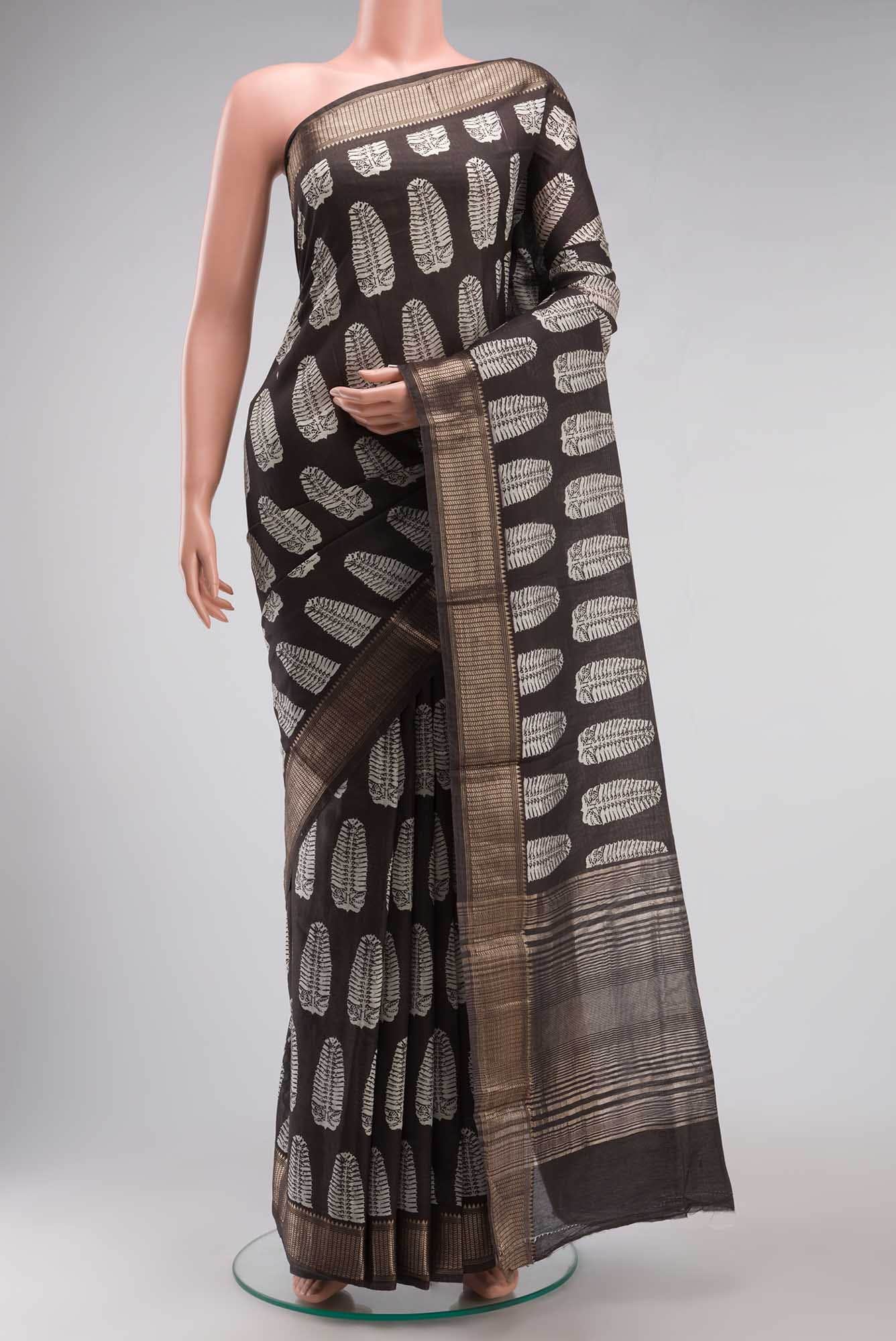 Brown Blended Tussar Silk Saree