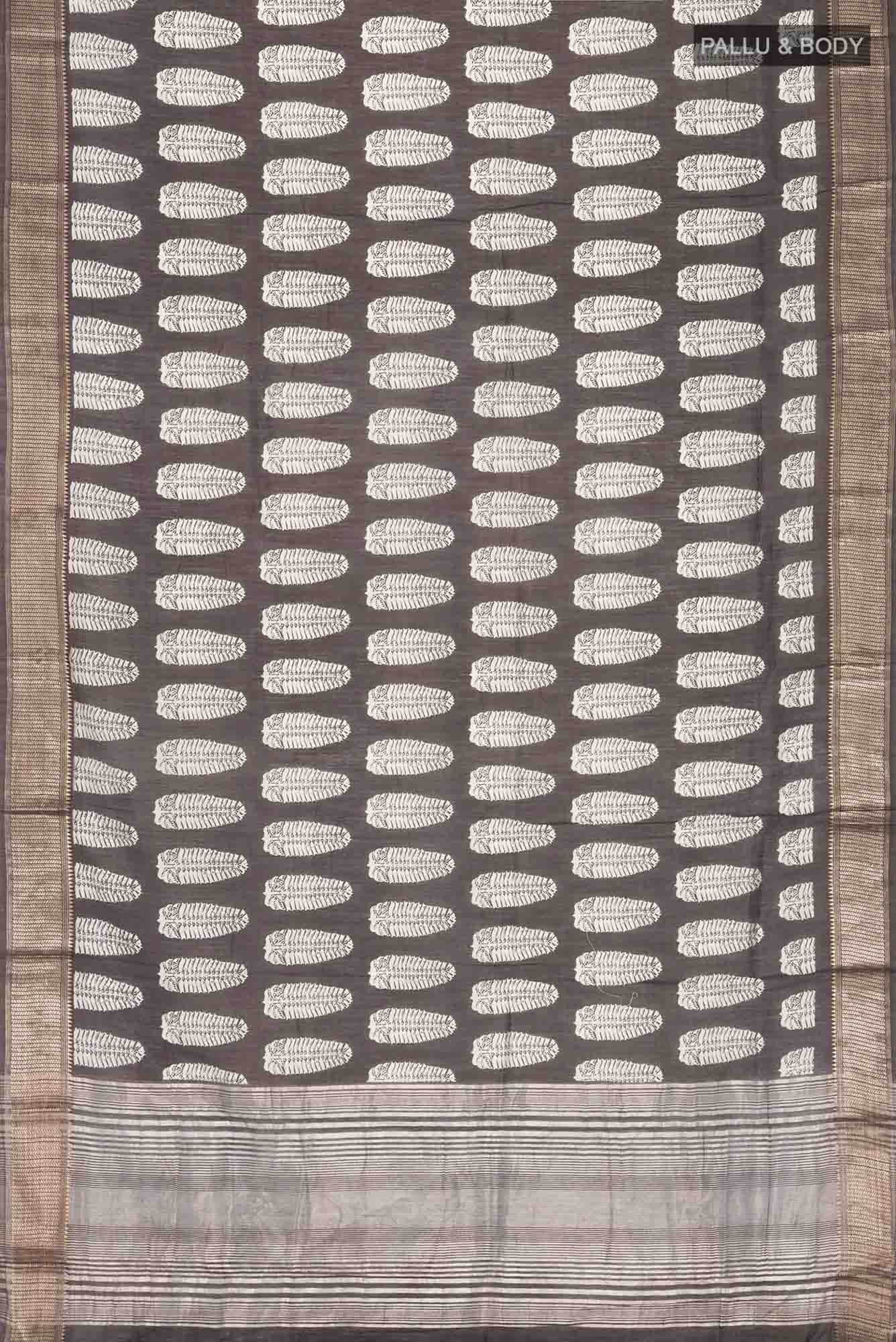 Brown Blended Tussar Silk Saree