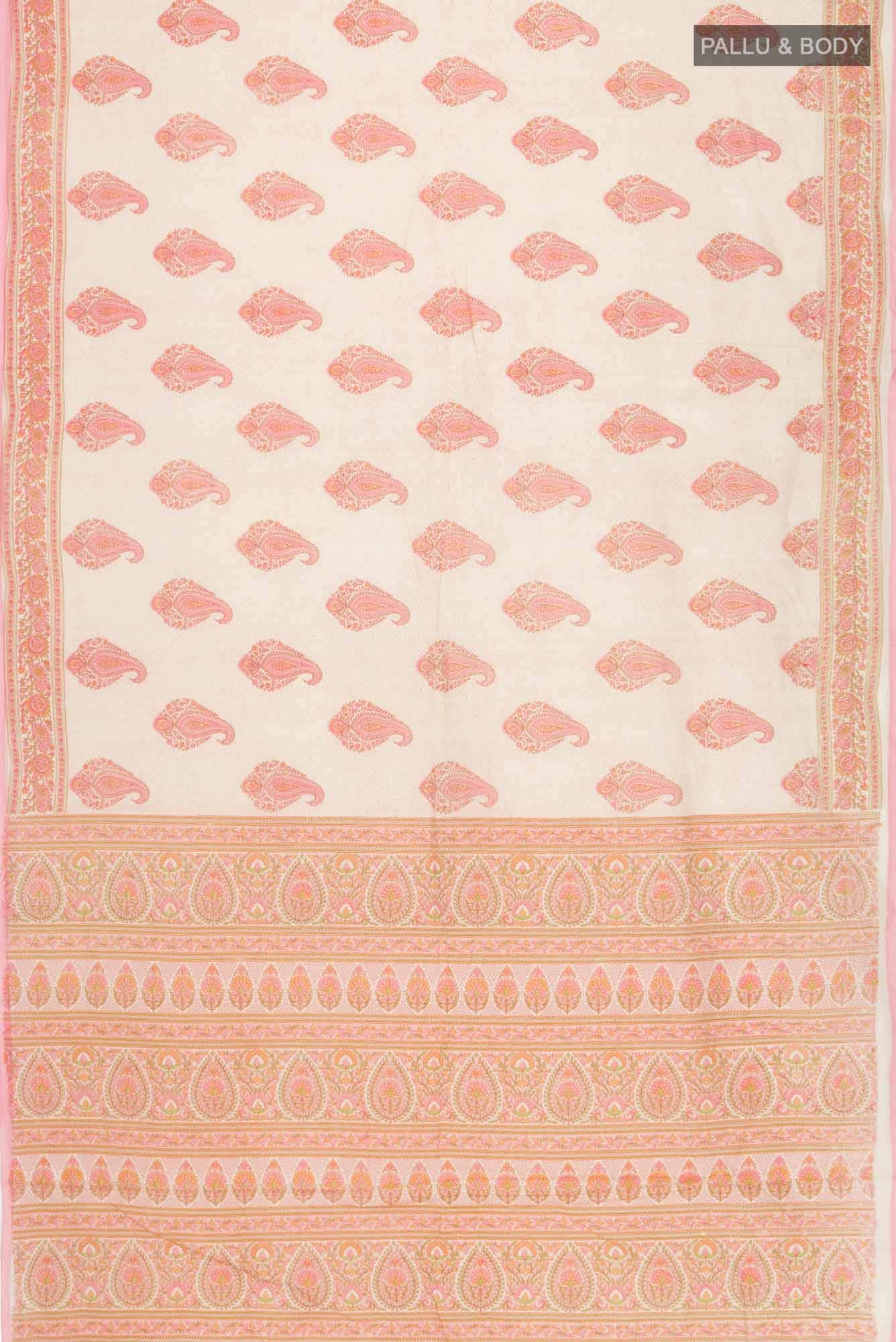 Cream Printed Cotton Saree