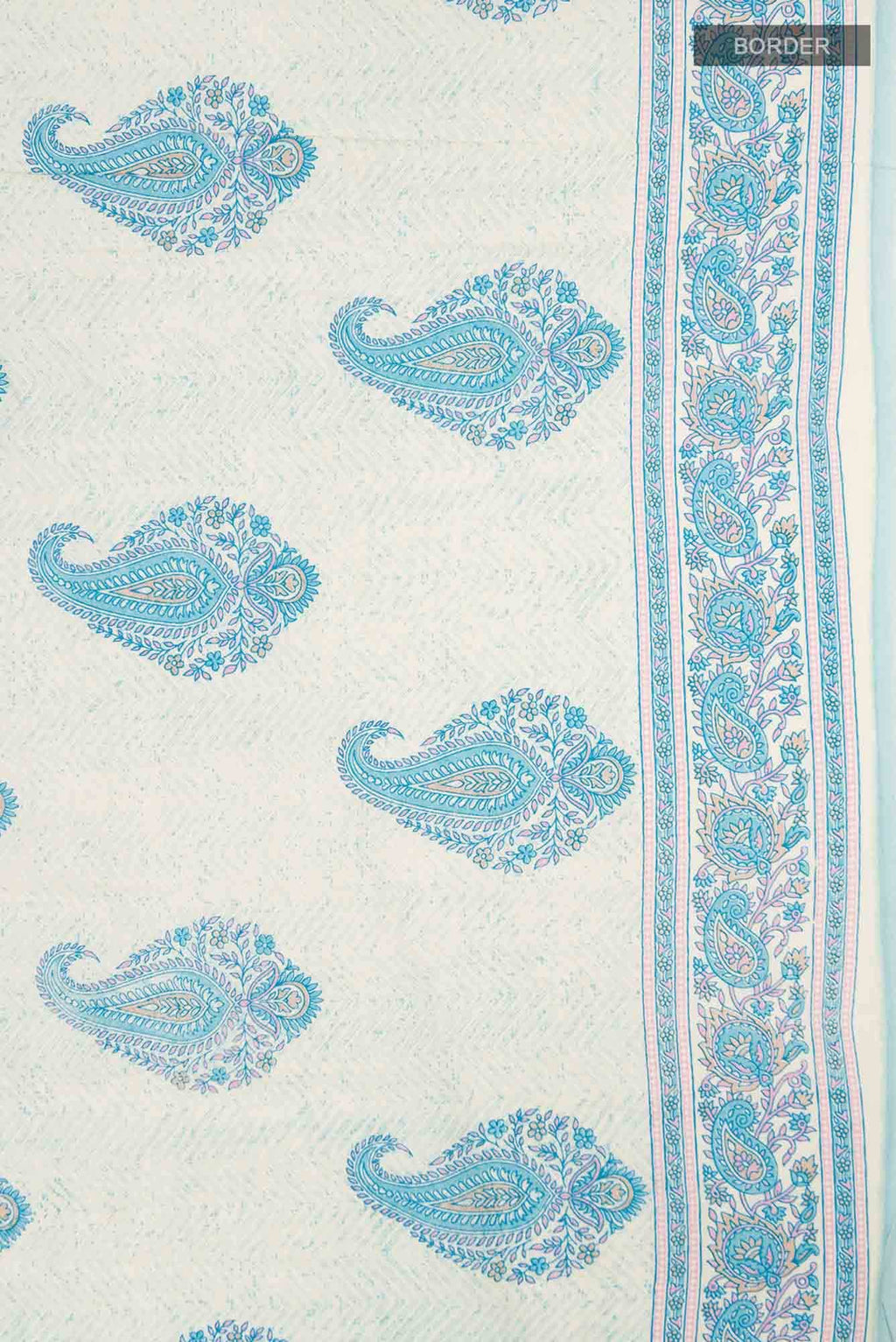 Cream Printed Cotton Saree