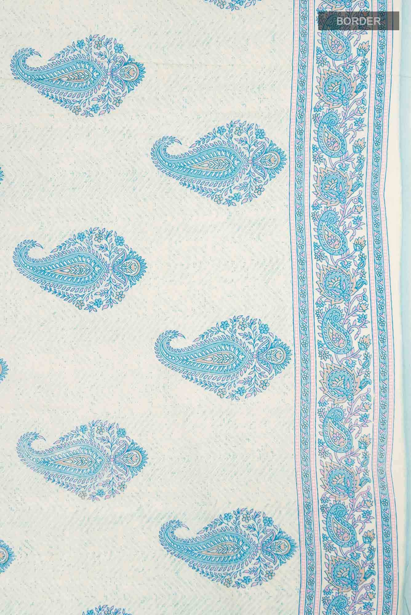 Cream Printed Cotton Saree