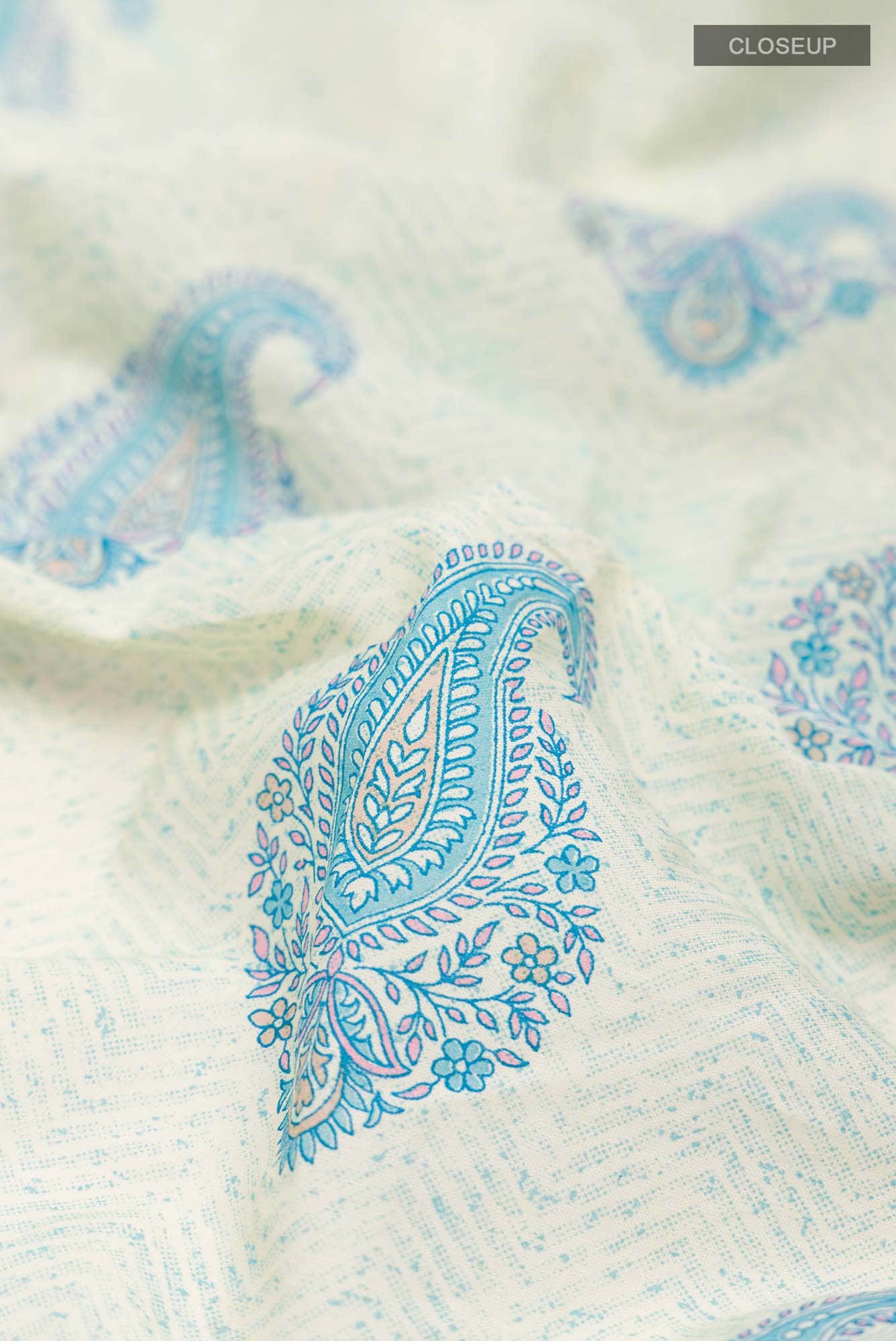 Cream Printed Cotton Saree