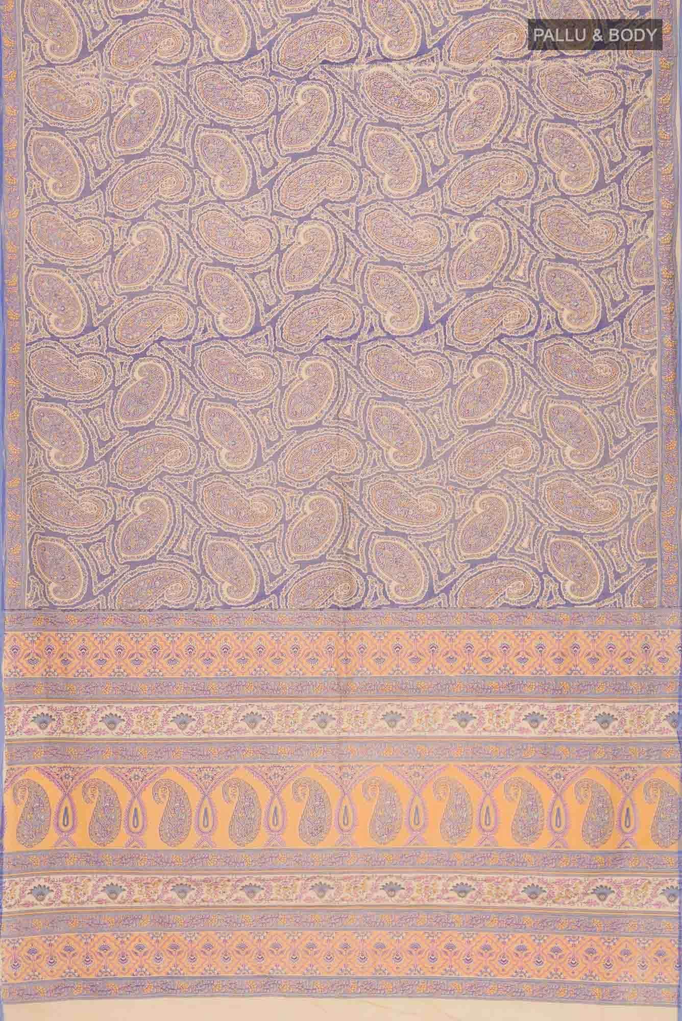 Beige Printed Cotton Saree