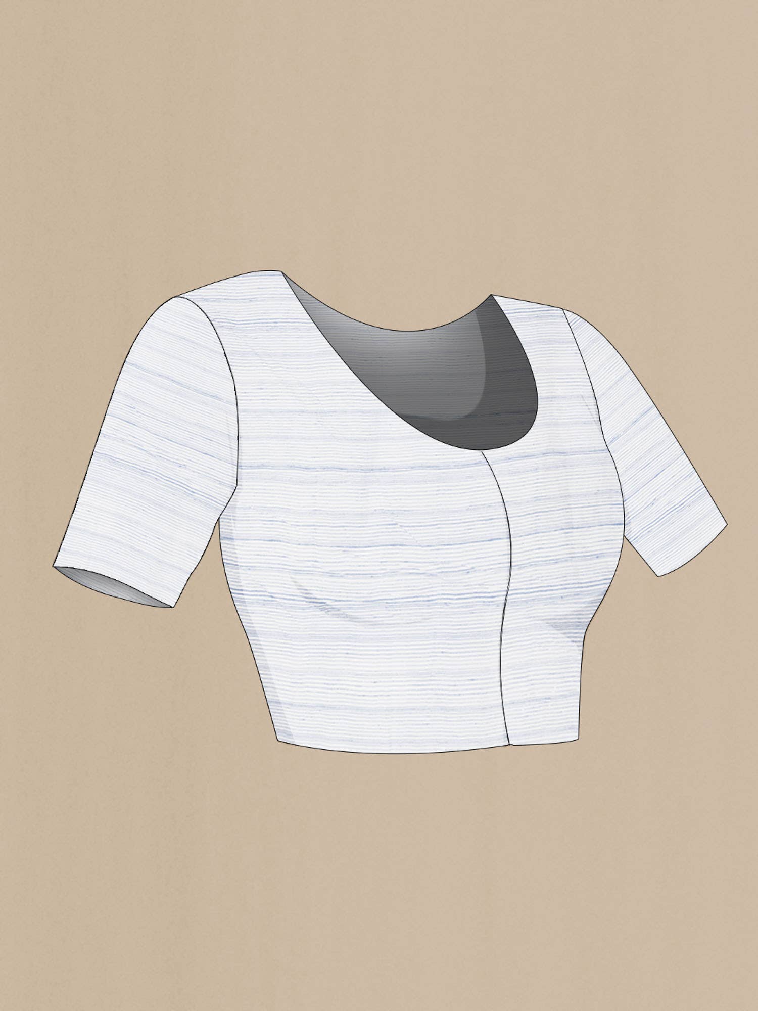 Blue Printed Cotton Saree with Contrast Border