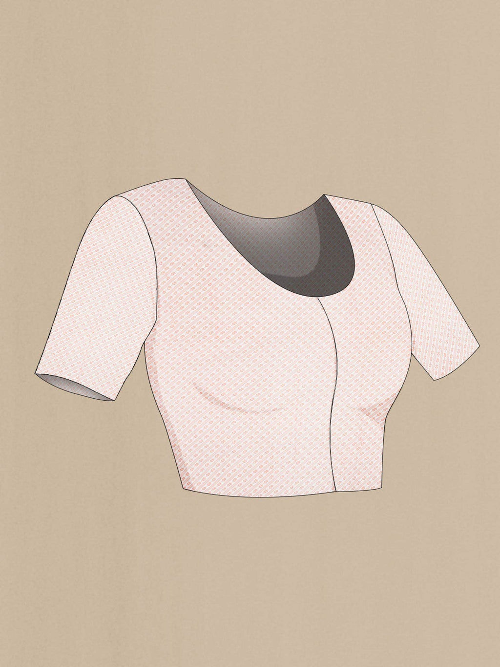 Peach Flower Printed Cotton Saree with Contrast Border