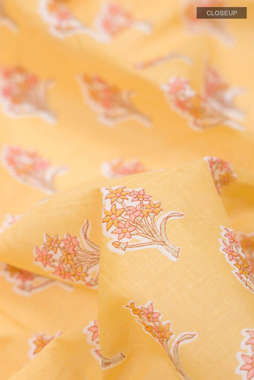Yellow Printed Cotton Saree with Contrast Border