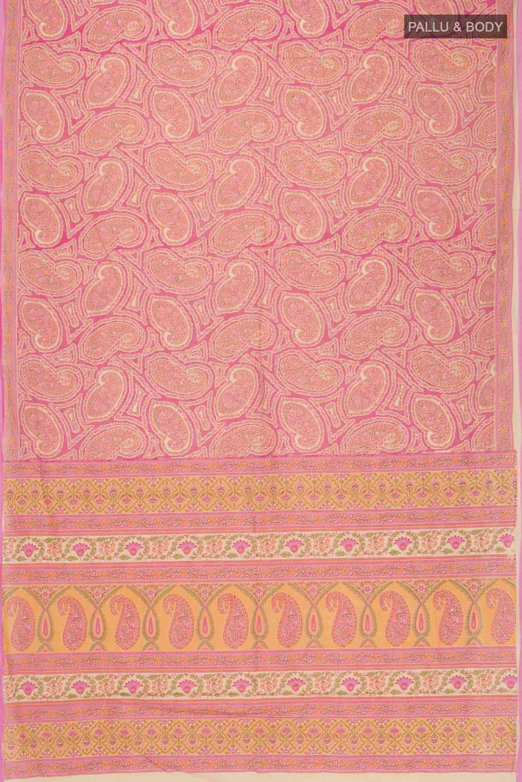 Beige Printed Cotton Saree