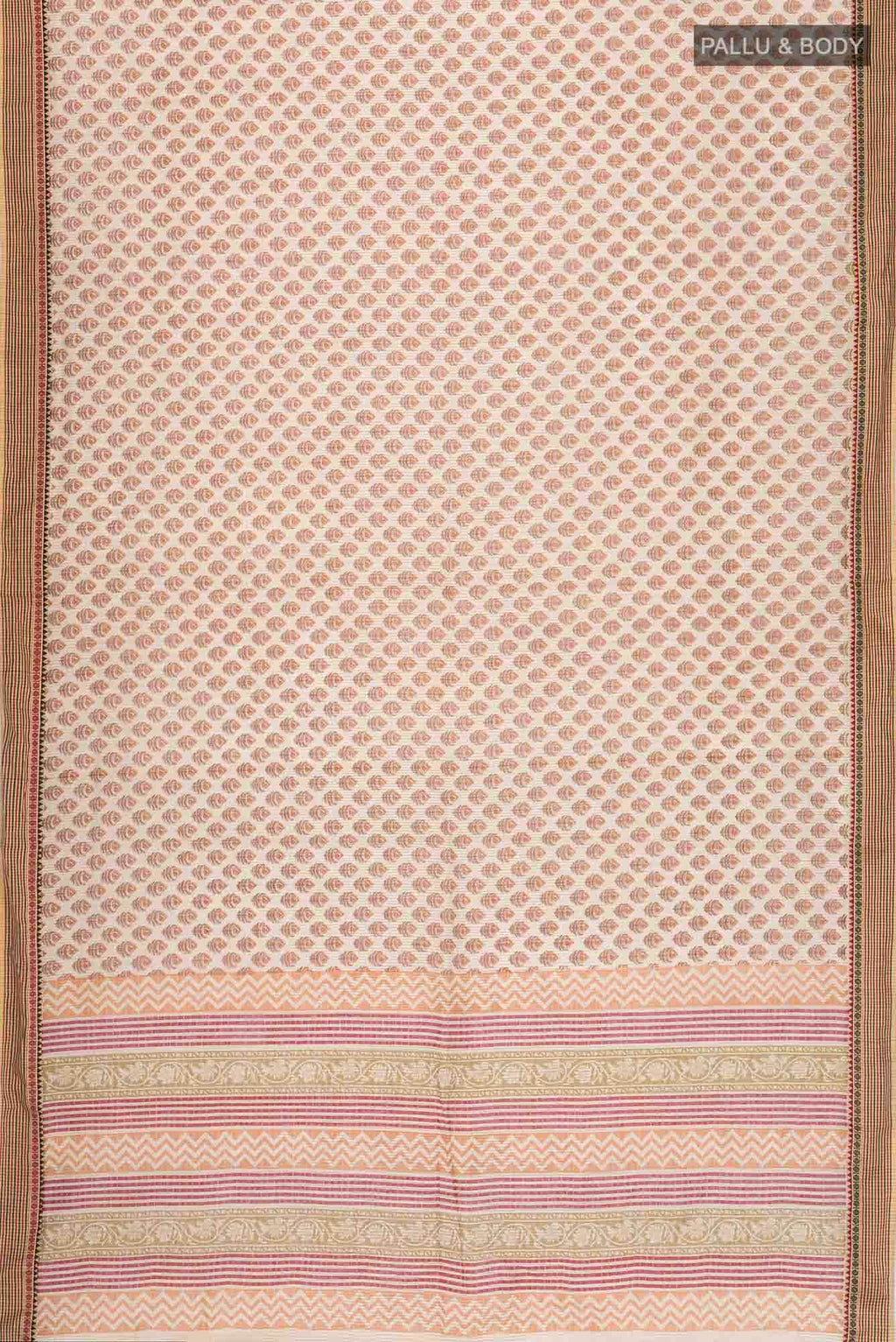 Beige Printed Small Butta Cotton Saree