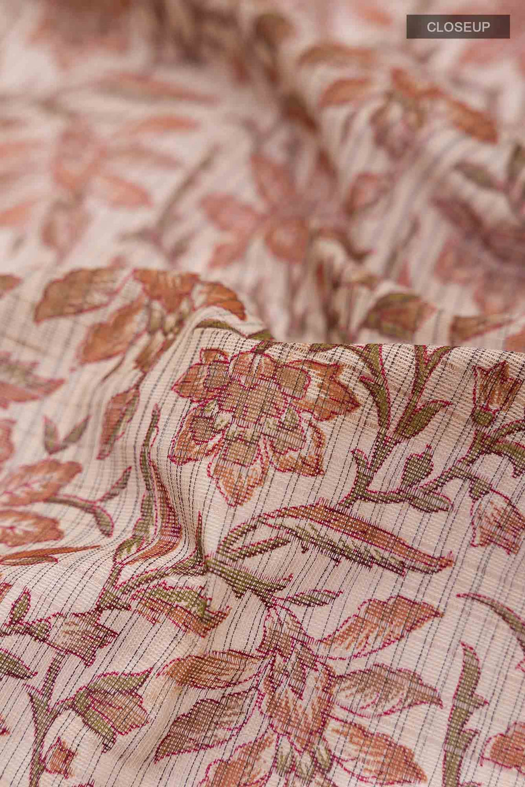 Beige Kalamkari Printed Cotton Saree