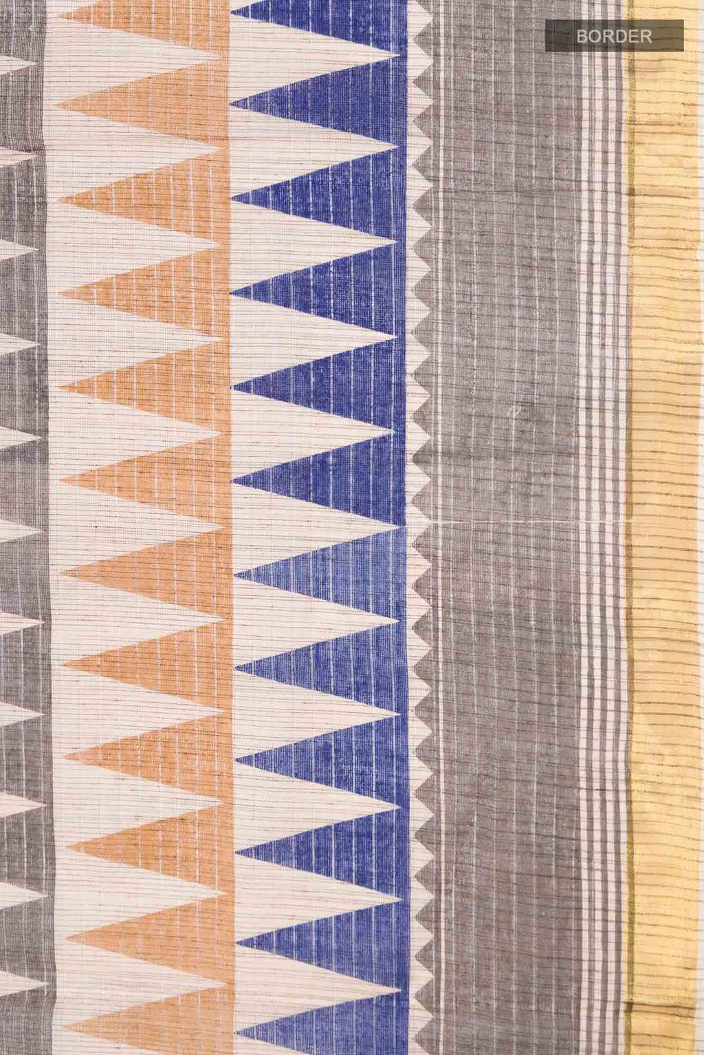 Beige Triangle Printed Cotton Saree