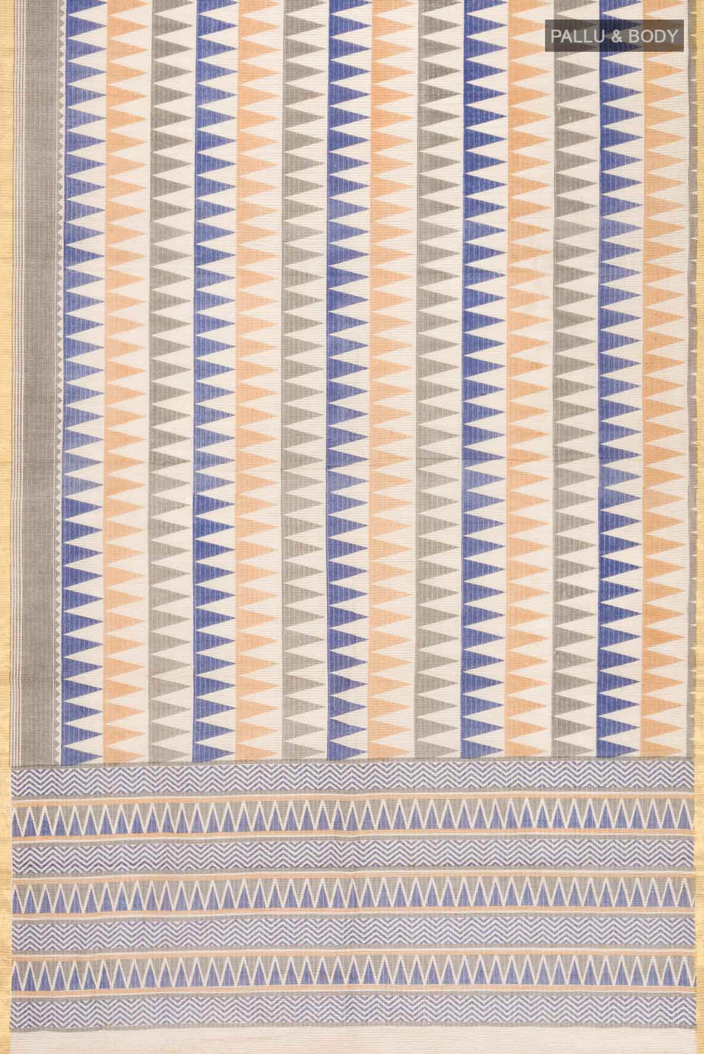 Beige Triangle Printed Cotton Saree