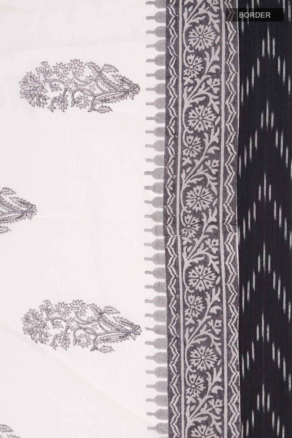 Off White Printed Butta Cotton Saree