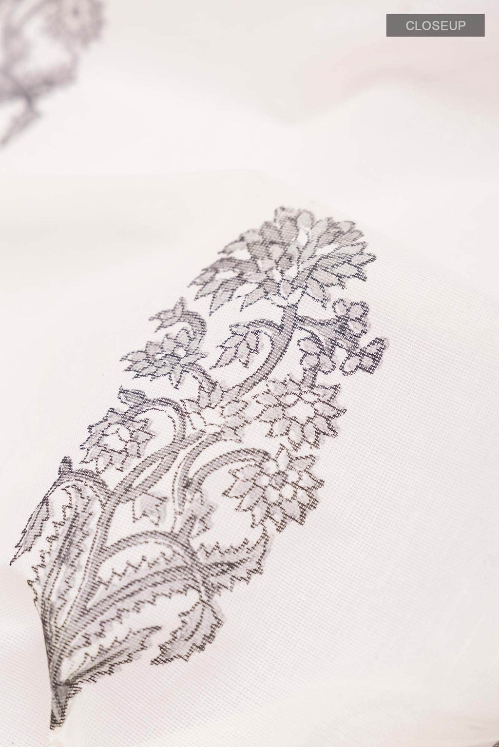 Off White Printed Butta Cotton Saree