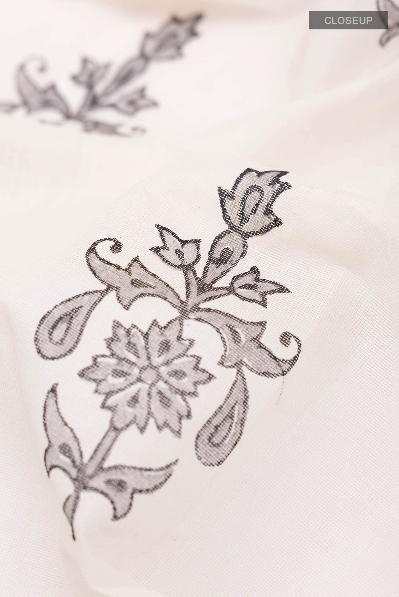 Off White Printed Butta Cotton Saree