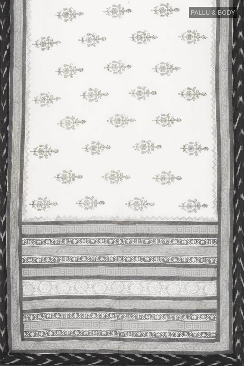 Off White Printed Butta Cotton Saree