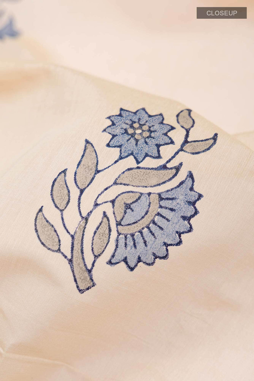 Cream Printed Butta Silk Cotton Saree