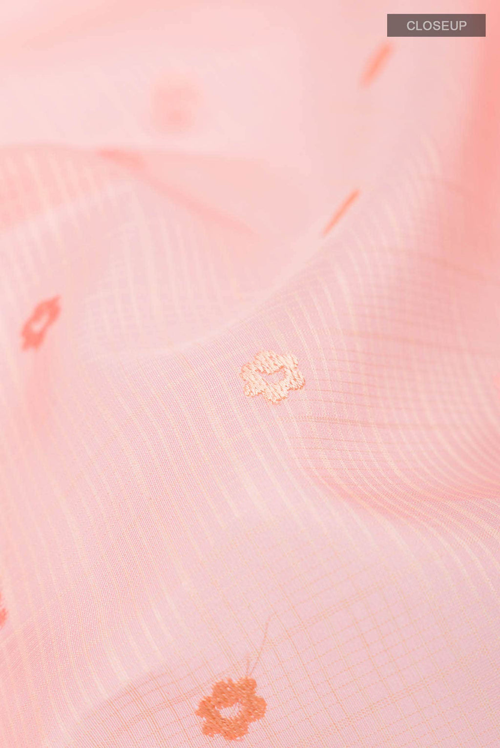 Peach Kota Cotton Saree with Thread Border