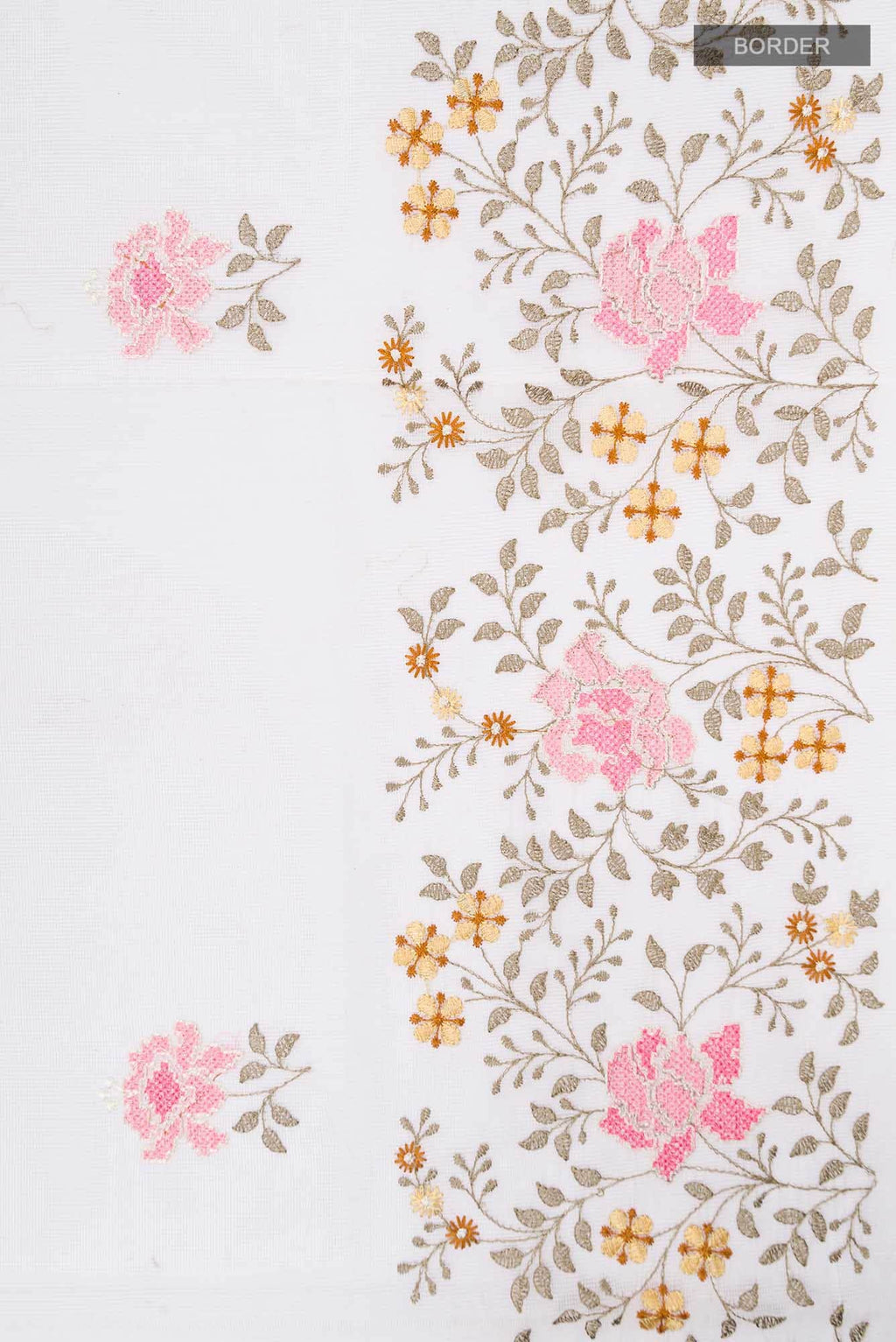 Off White Embroidered Kota Cotton Saree