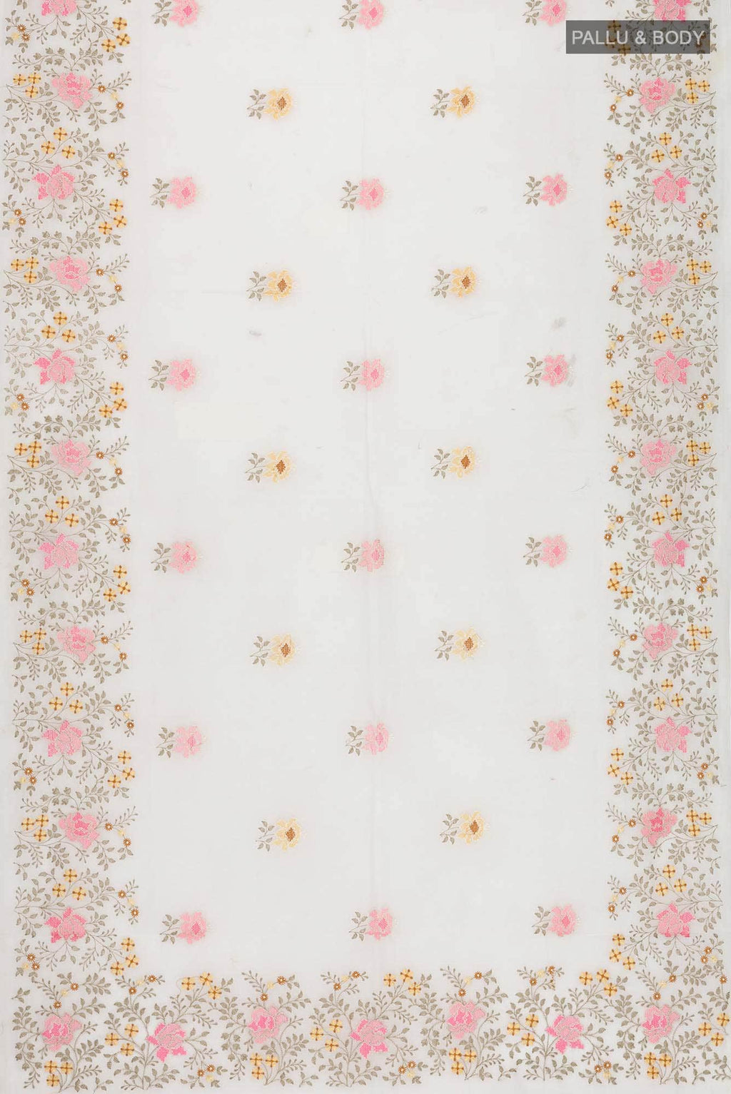 Off White Embroidered Kota Cotton Saree