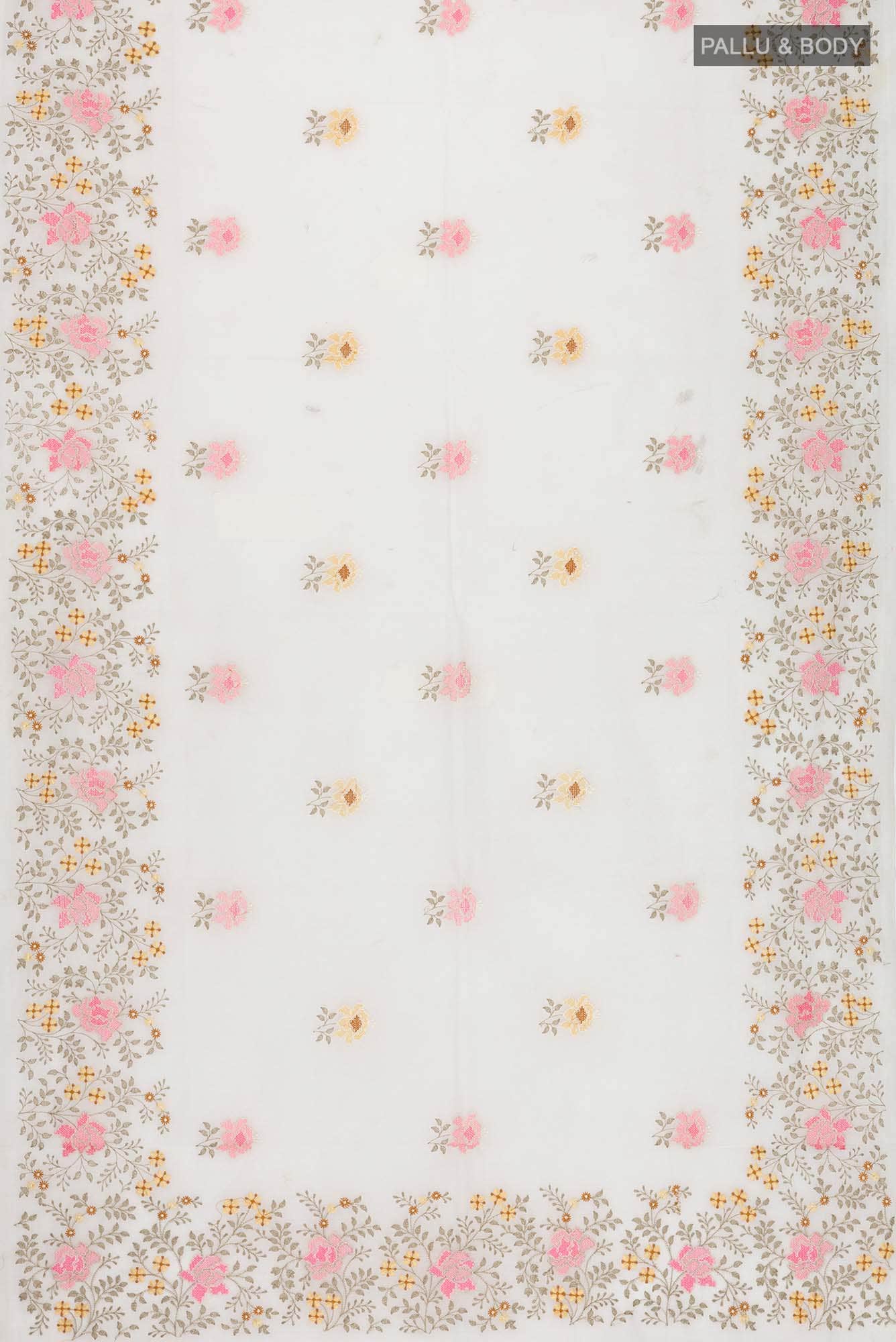 Off White Embroidered Kota Cotton Saree