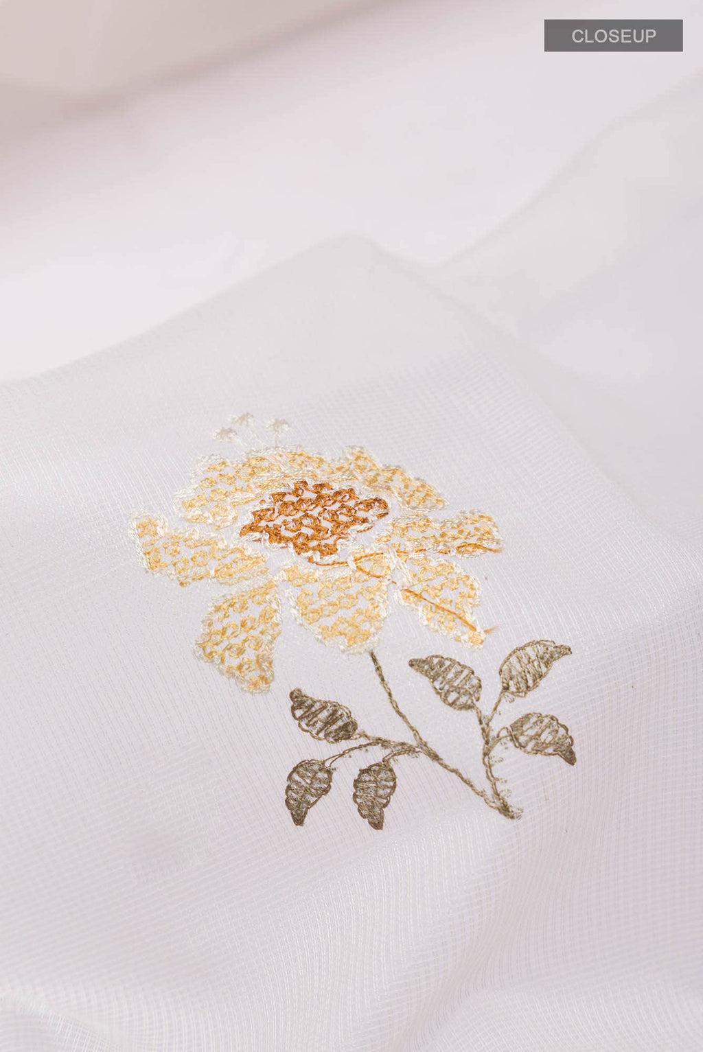 Off White Embroidered Kota Cotton Saree