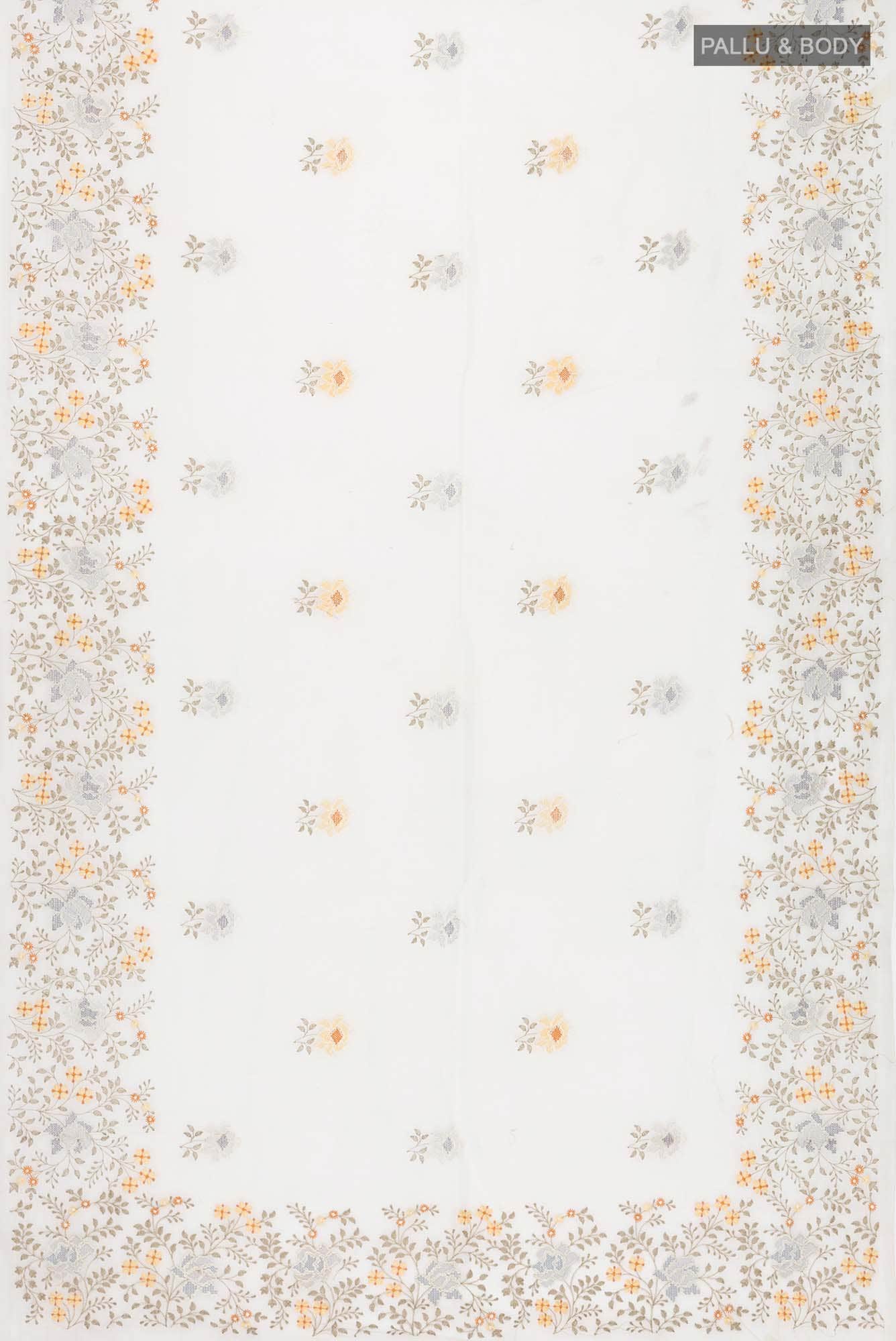 Off White Embroidered Kota Cotton Saree