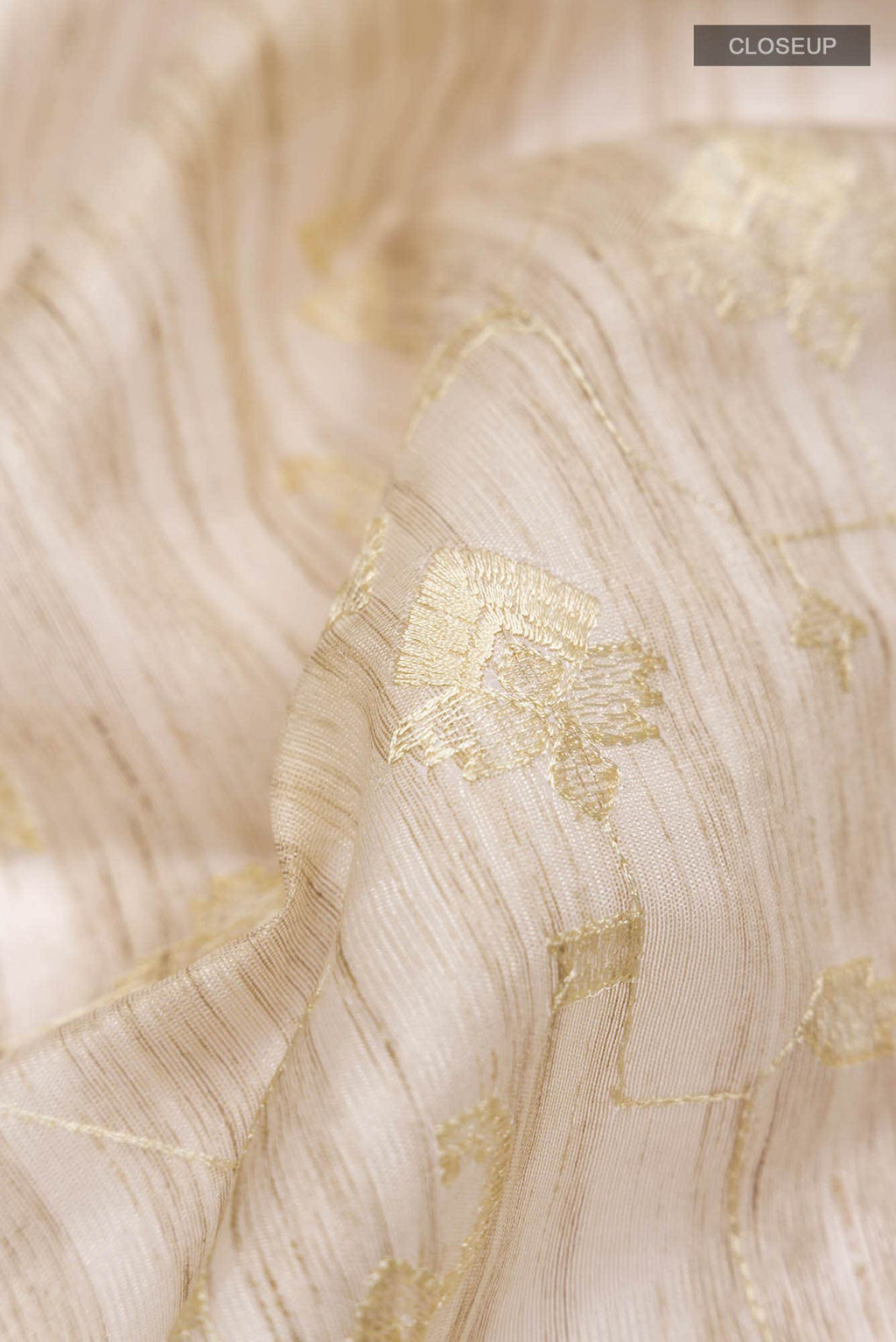 Beige Embroidered Tussar Silk Saree