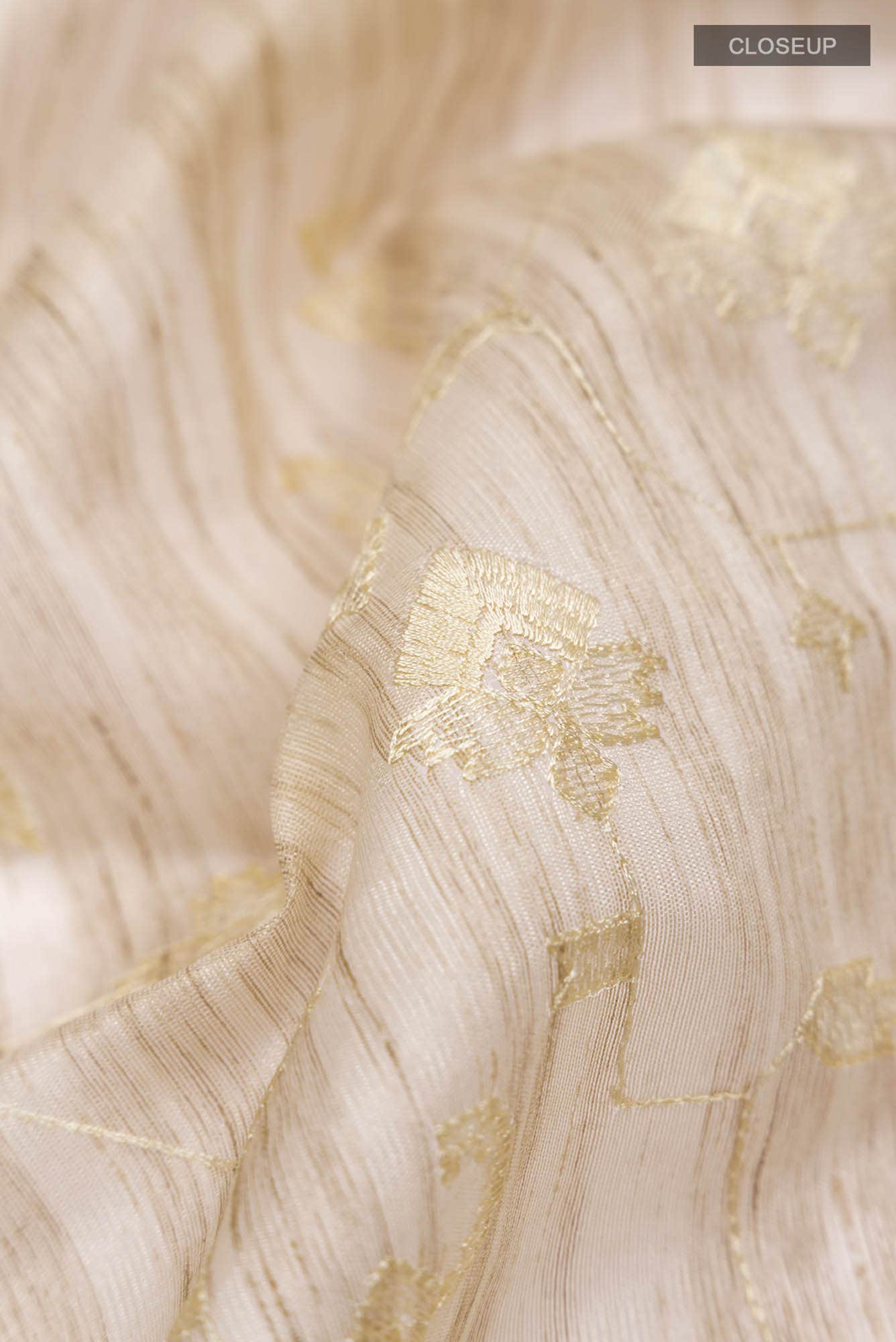 Beige Embroidered Tussar Silk Saree