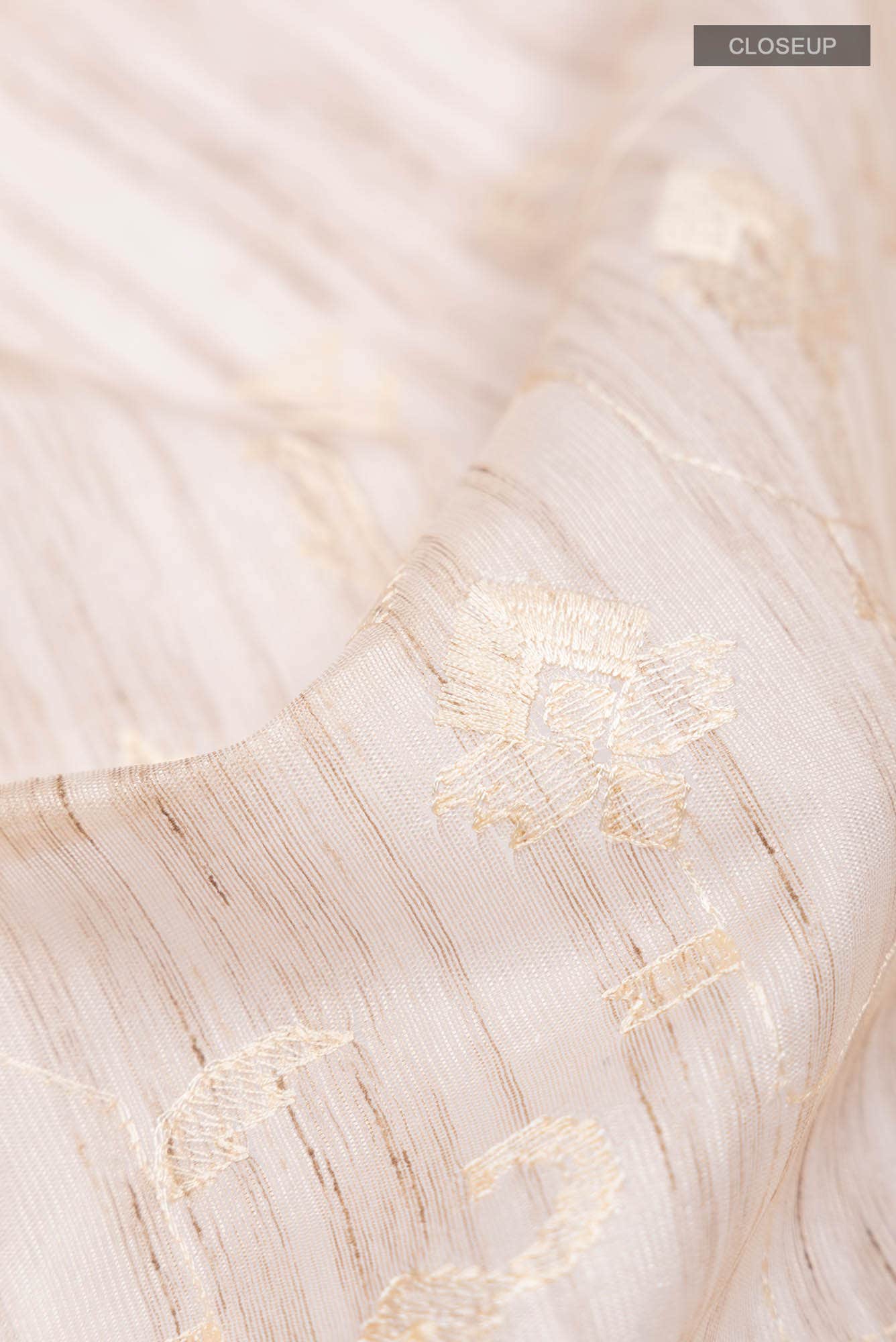 Beige Embroidered Tussar Silk Saree