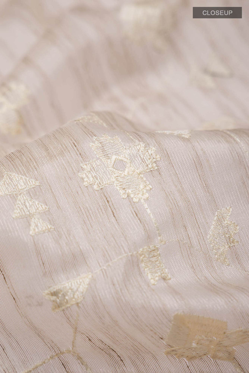 Beige Embroidered Tussar Silk Saree