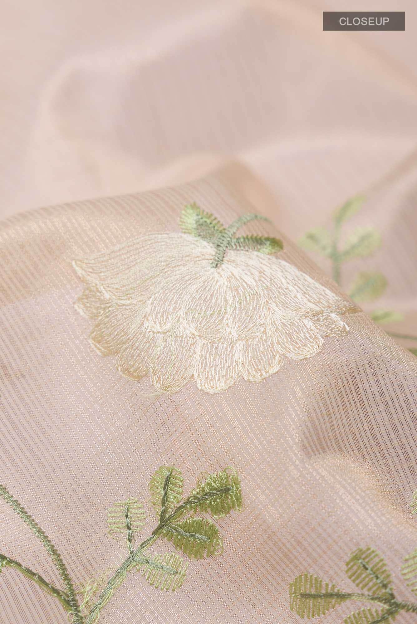 Gold Embroidered Kota Cotton Saree with Contrast Border