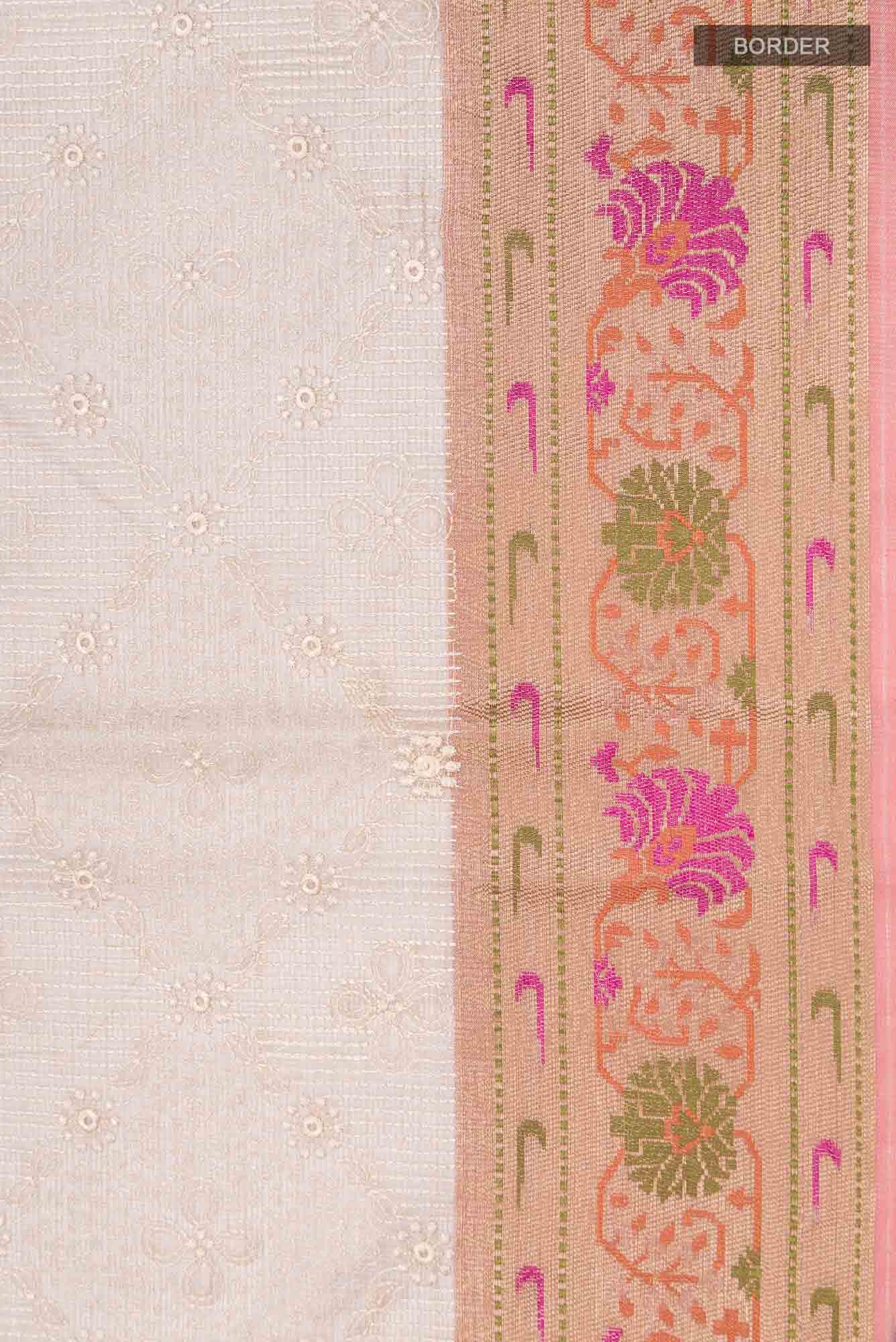 Beige Kota Cotton Saree with Contrast Border