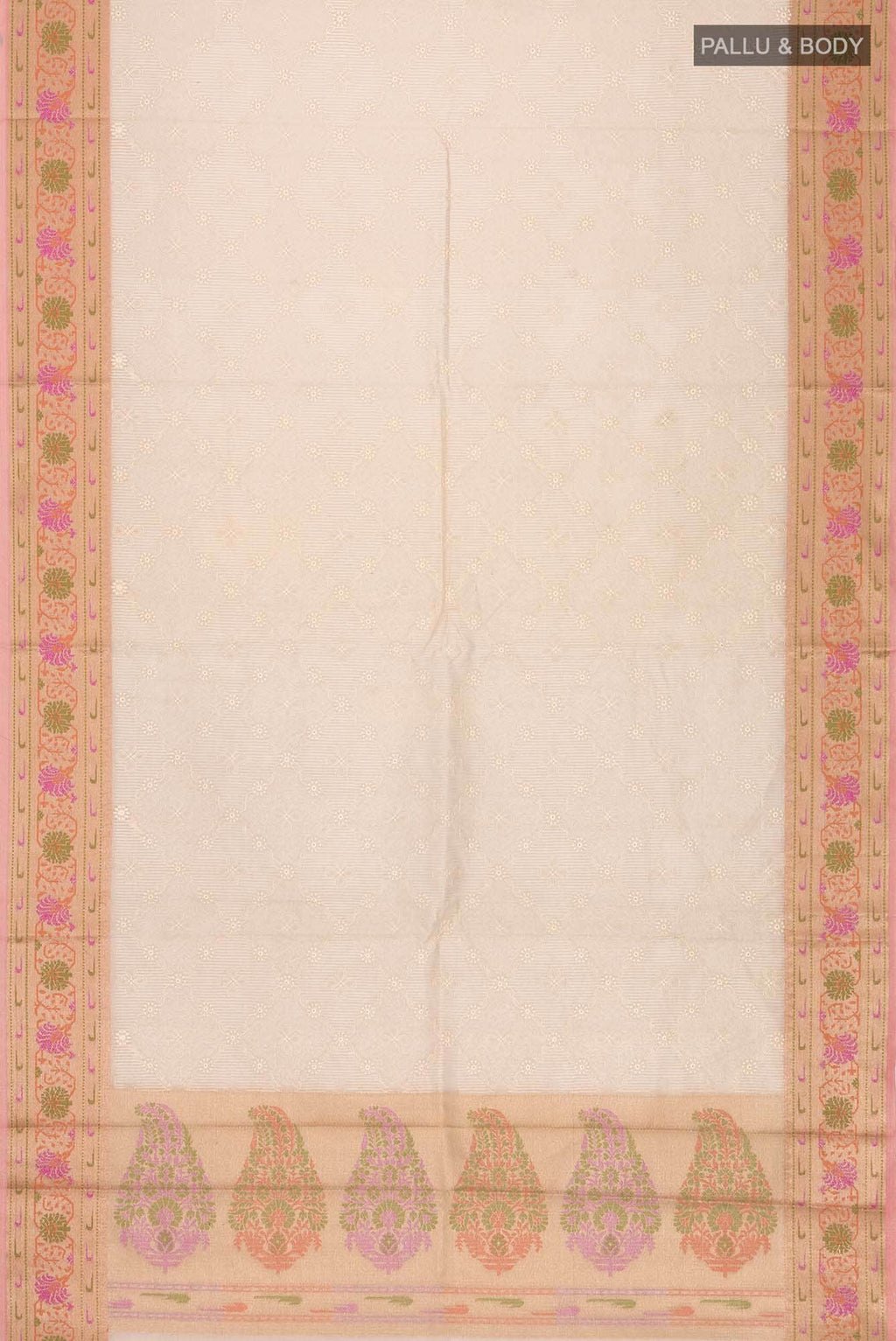 Beige Kota Cotton Saree with Contrast Border