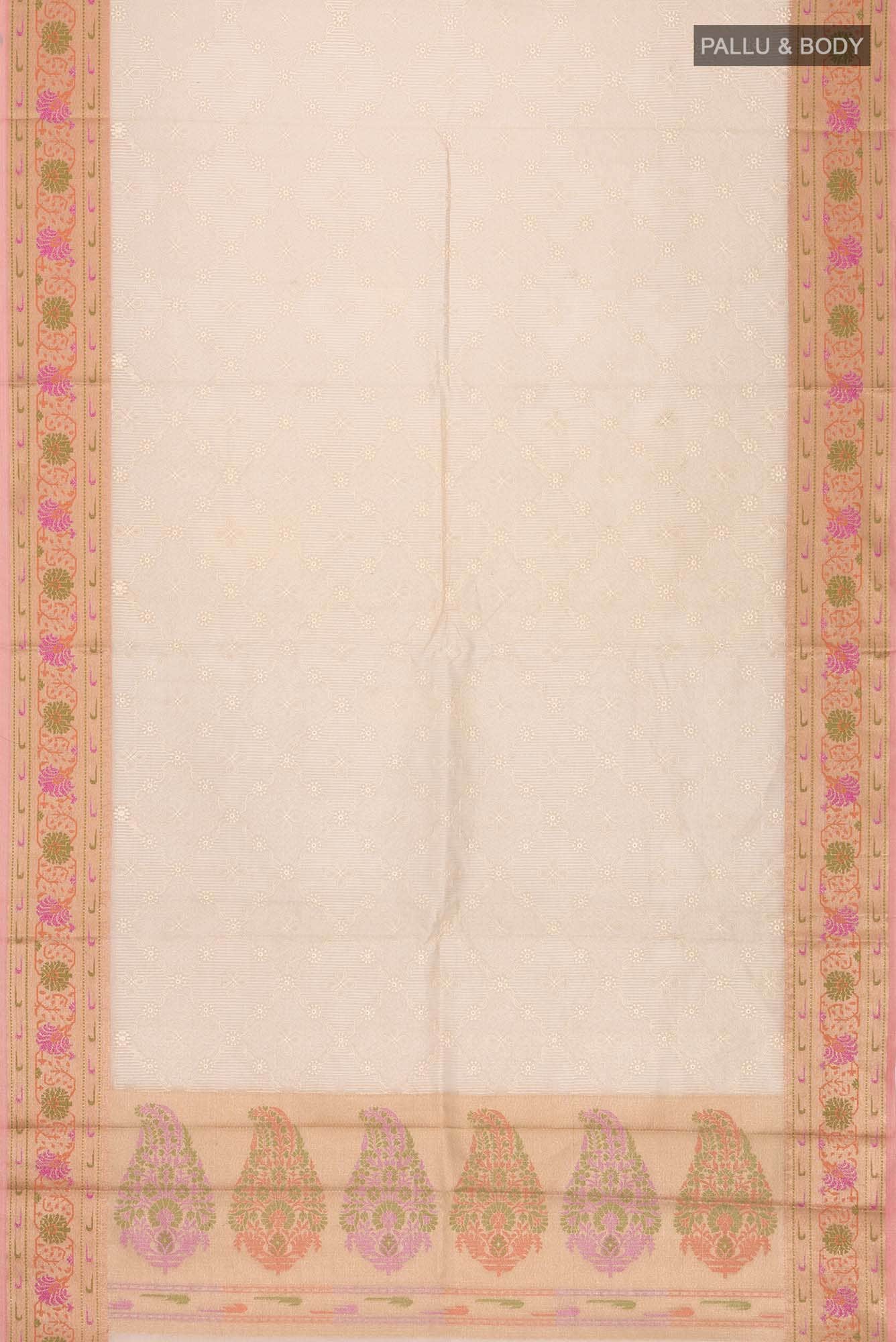 Beige Kota Cotton Saree with Contrast Border