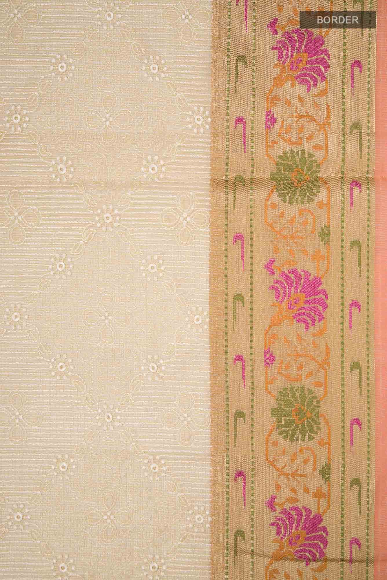 Yellow Kota Cotton Saree with Contrast Border
