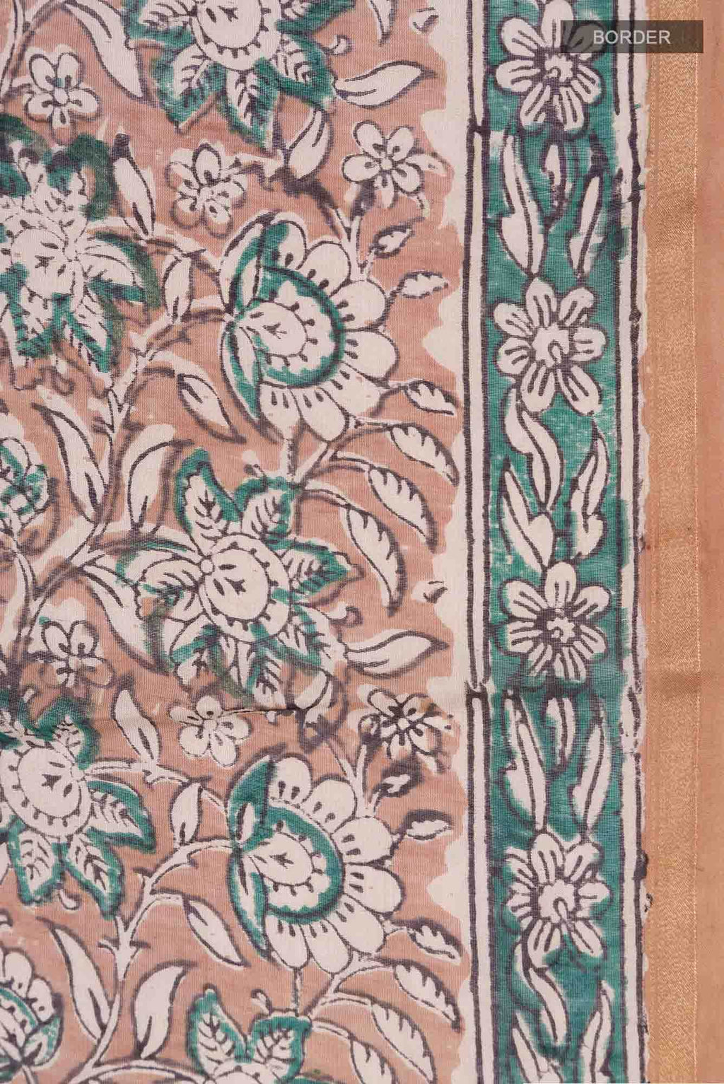 Beige Kalamkari Print Chanderi Silk Cotton Saree