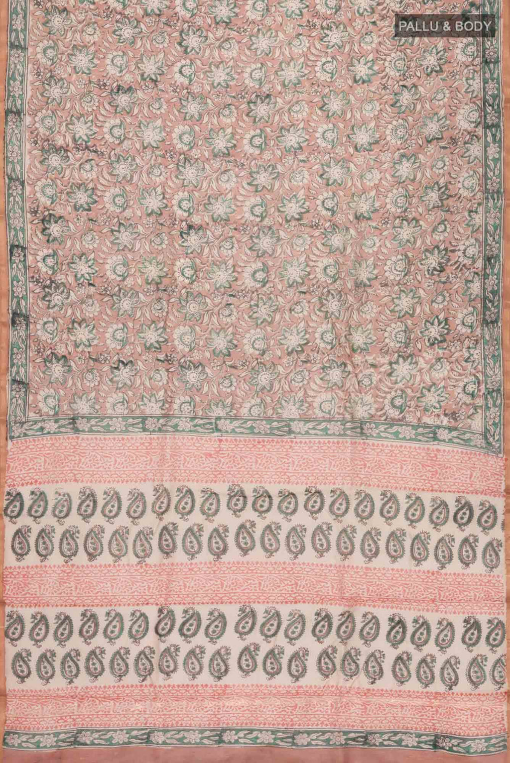 Beige Kalamkari Print Chanderi Silk Cotton Saree