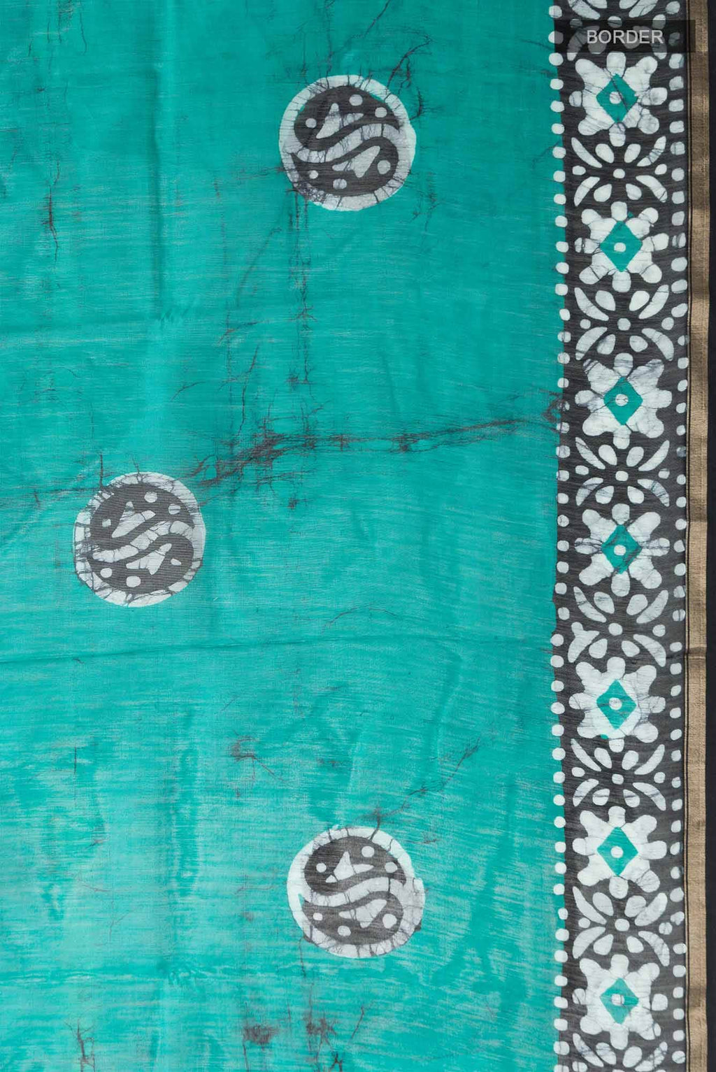 Green Batik Print Chanderi Silk Cotton Saree